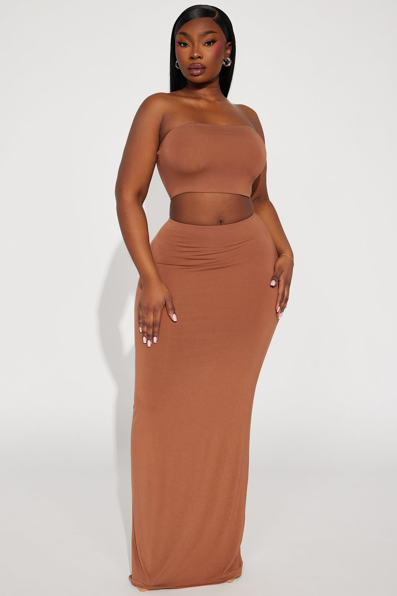 Another Time Double Lined Skirt Set - Mocha - Image 4