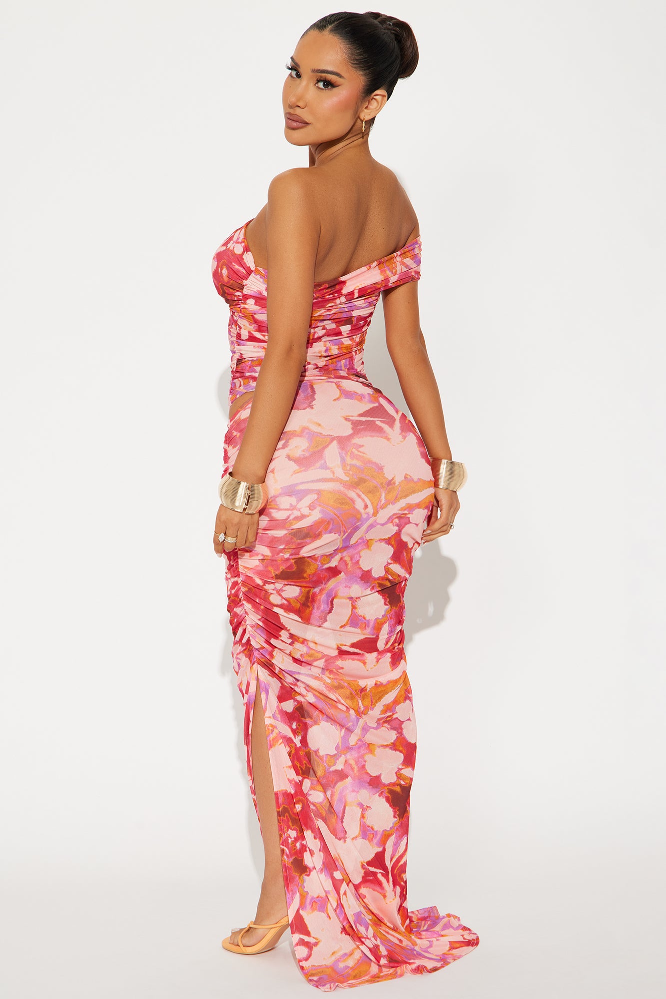 In Full Blossom Maxi Skirt Set - Pink/combo - Image 3