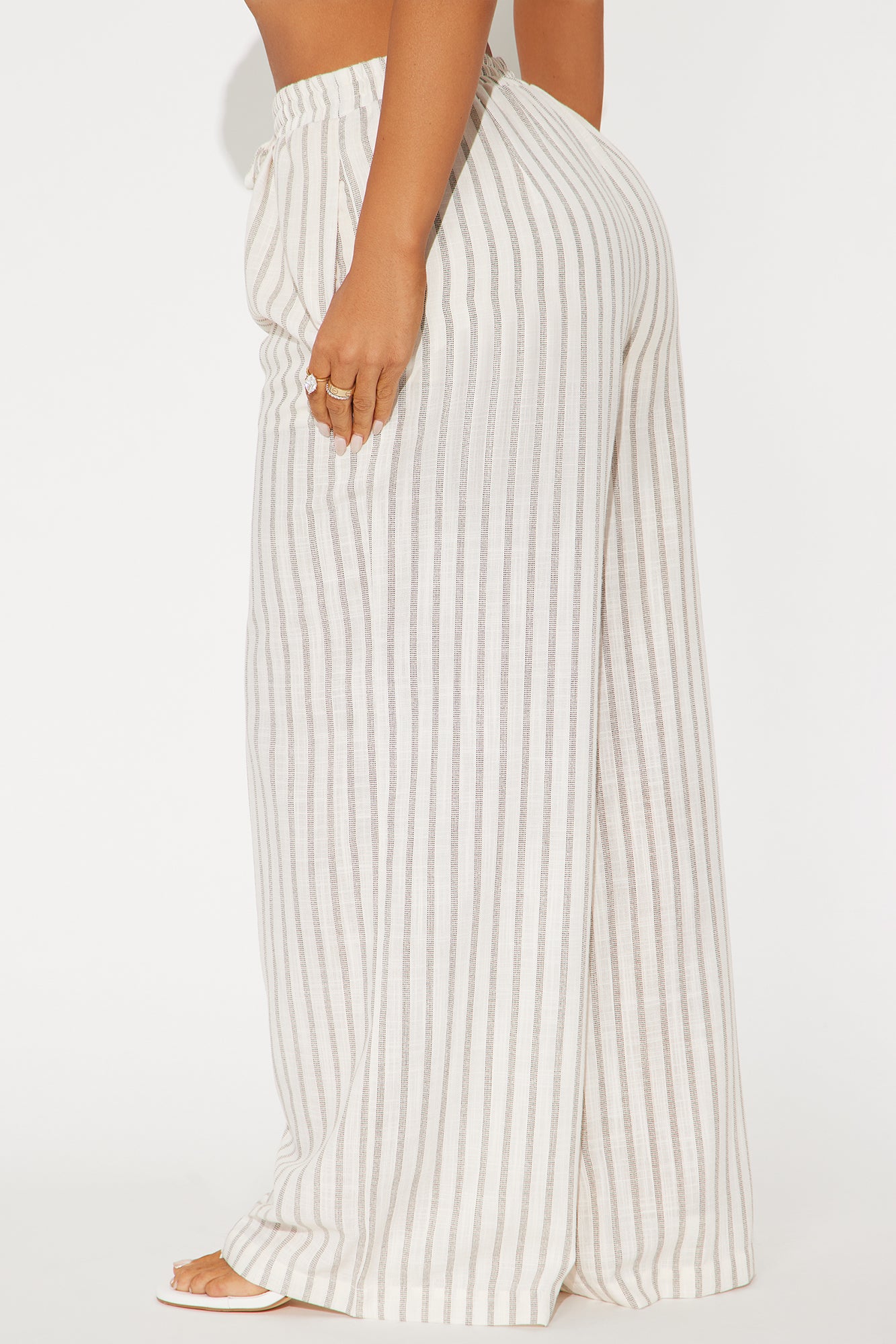 Alaina Striped Linen Wide Leg Pant - Cream/combo - Image 3