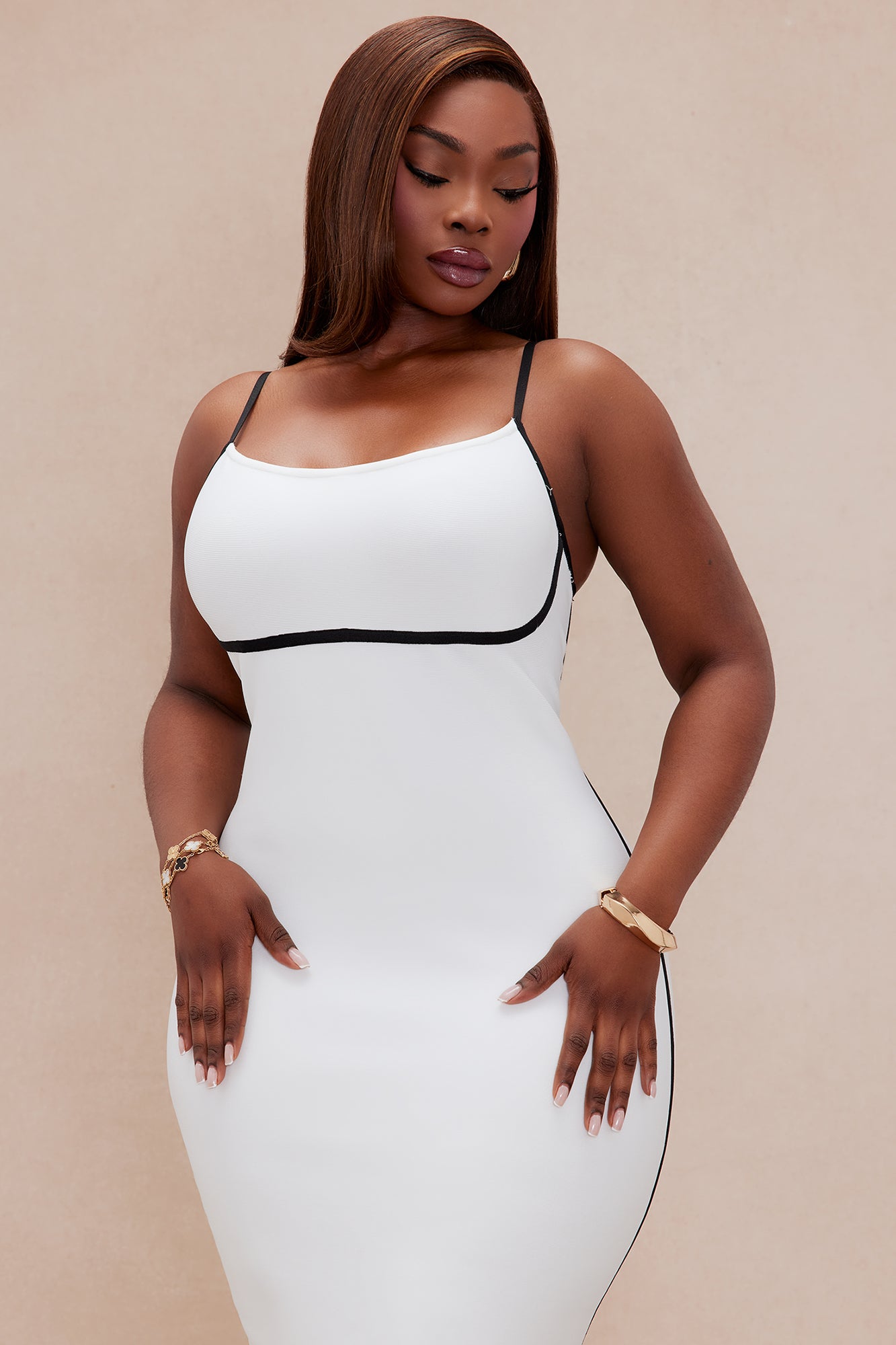 Jamie Bandage Maxi Dress - Black/White - Image 6
