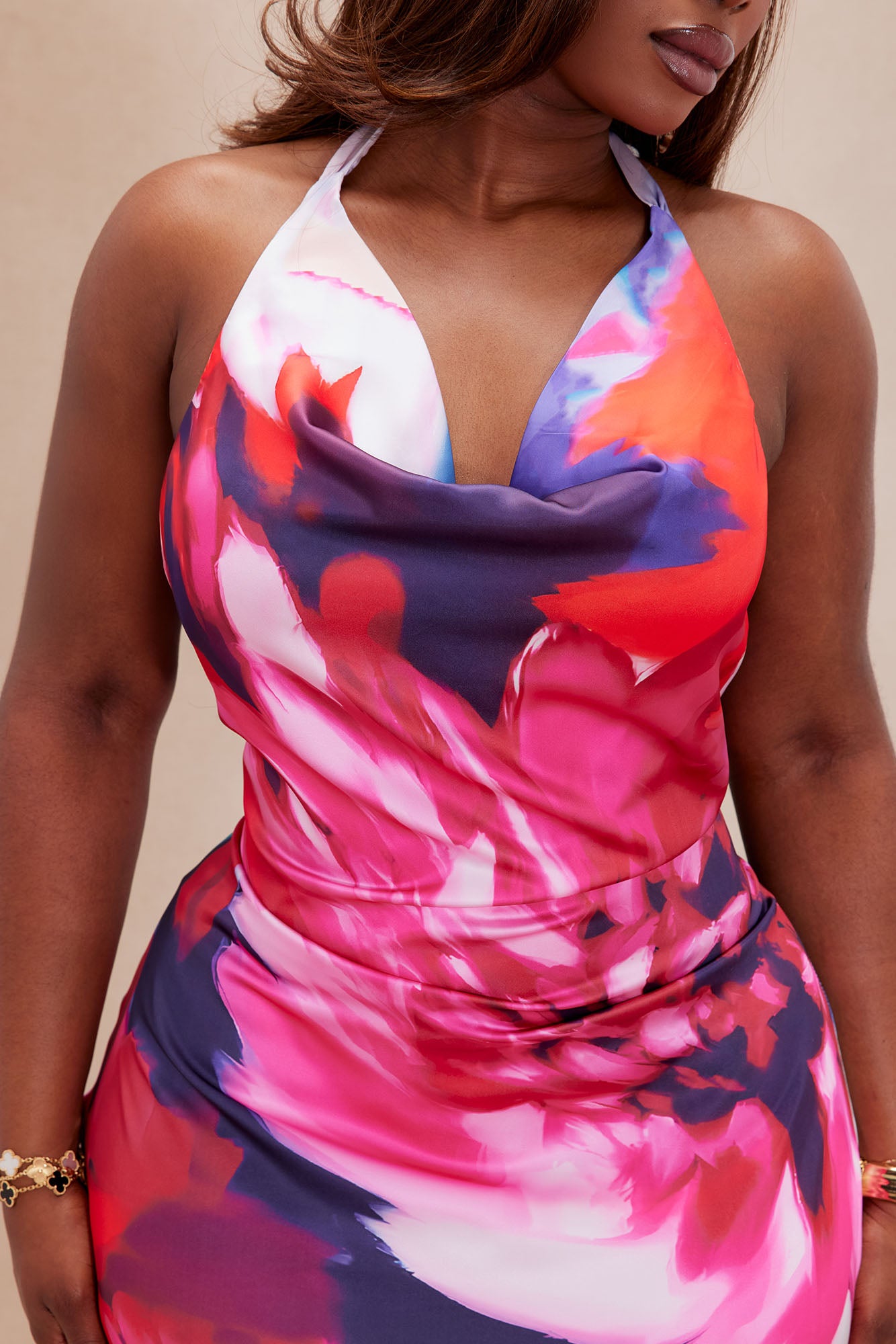 Valentina Satin Maxi Dress - Multi Color - Image 7