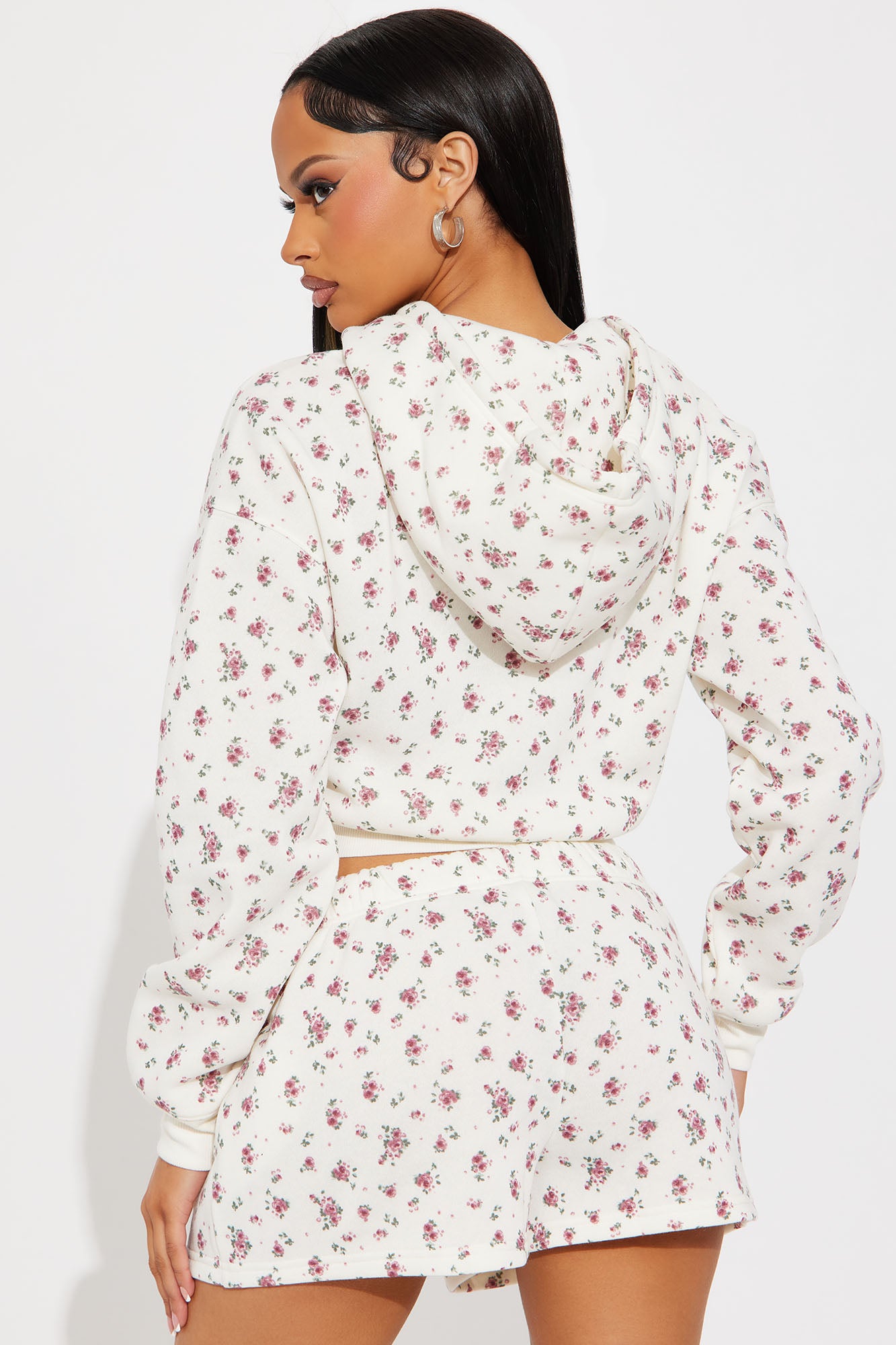 All The Flowers Fleece Short Set - Ivory/combo - Image 3