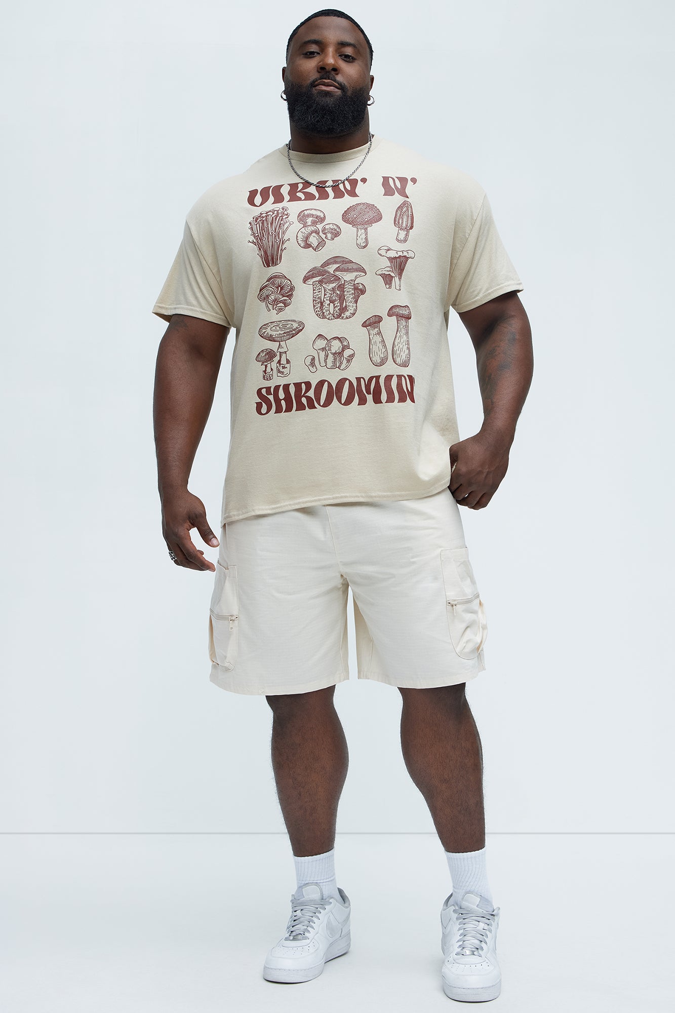 Vibin N Shroomin Short Sleeve Tee - Sand - Image 5