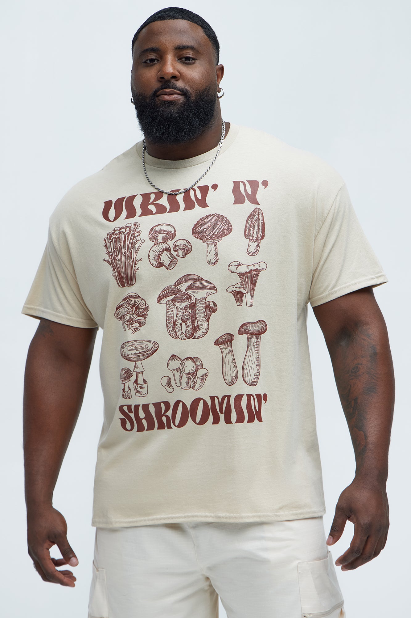 Vibin N Shroomin Short Sleeve Tee - Sand - Image 4