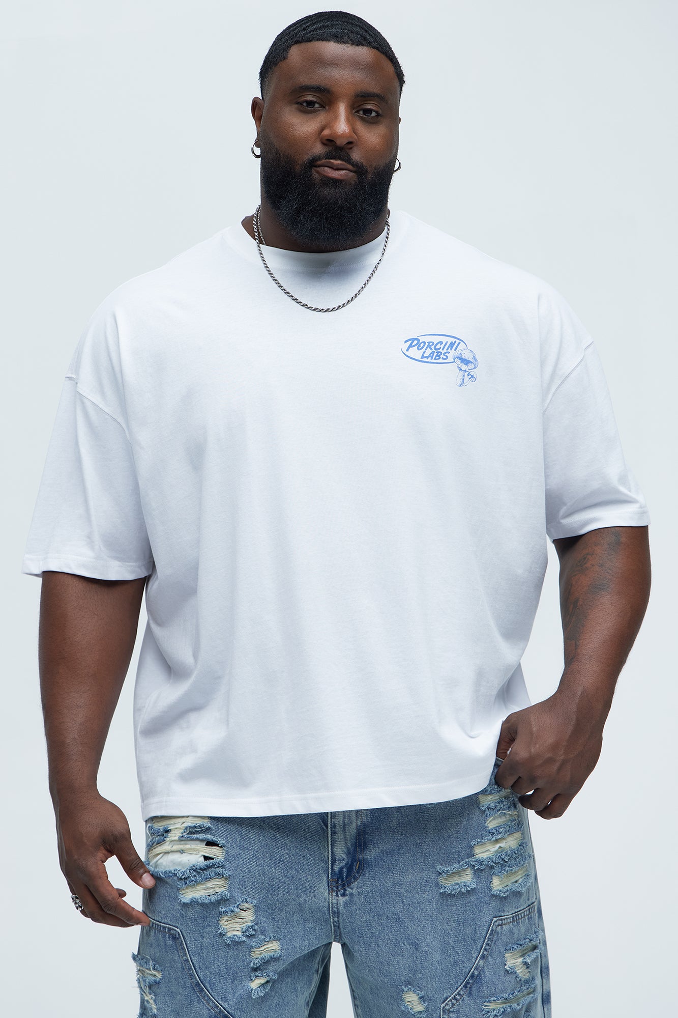 Porcini Labs Oversized Short Sleeve Tee - White - Image 6