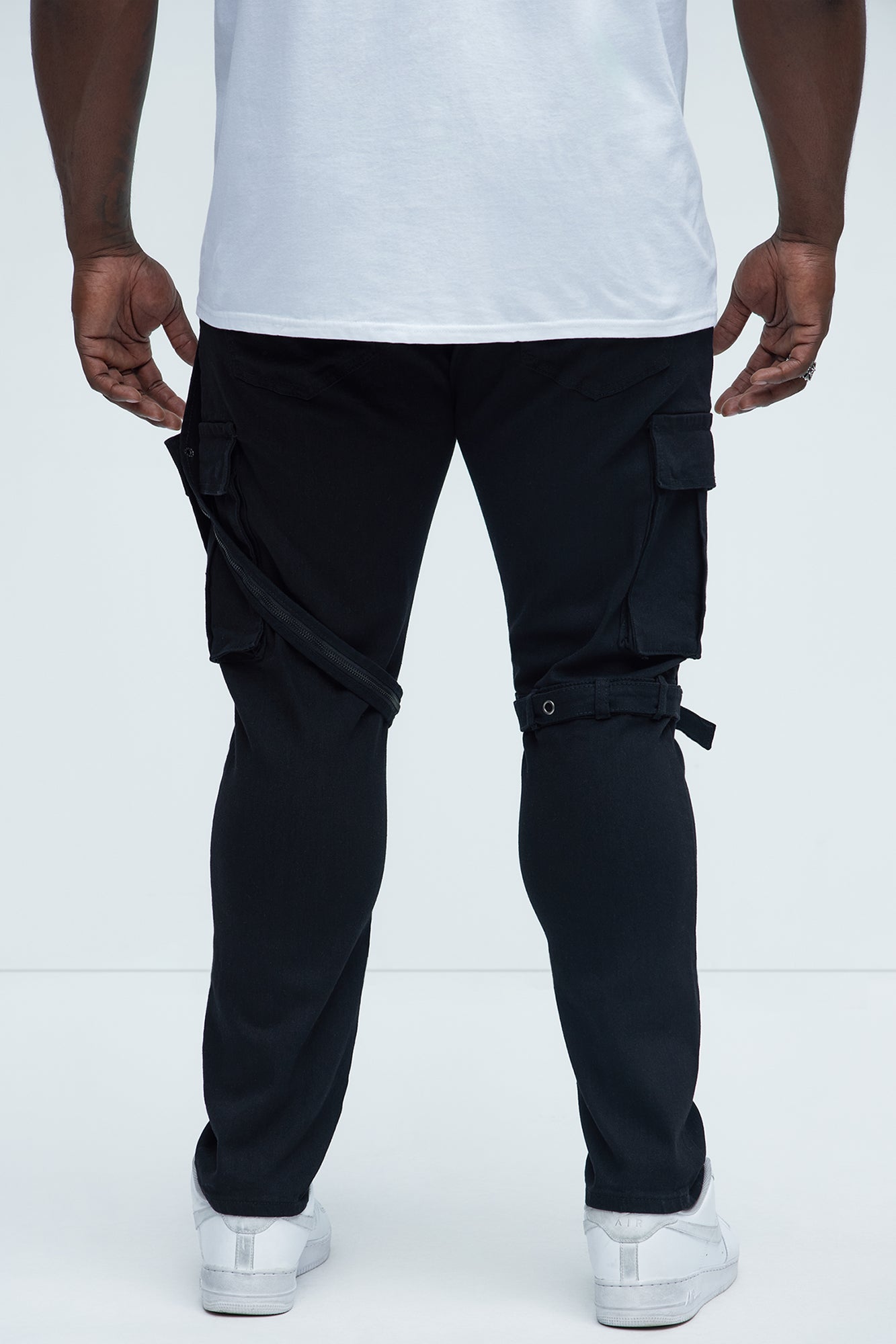 Buckle And Strap Stacked Skinny Jeans - Black - Image 11