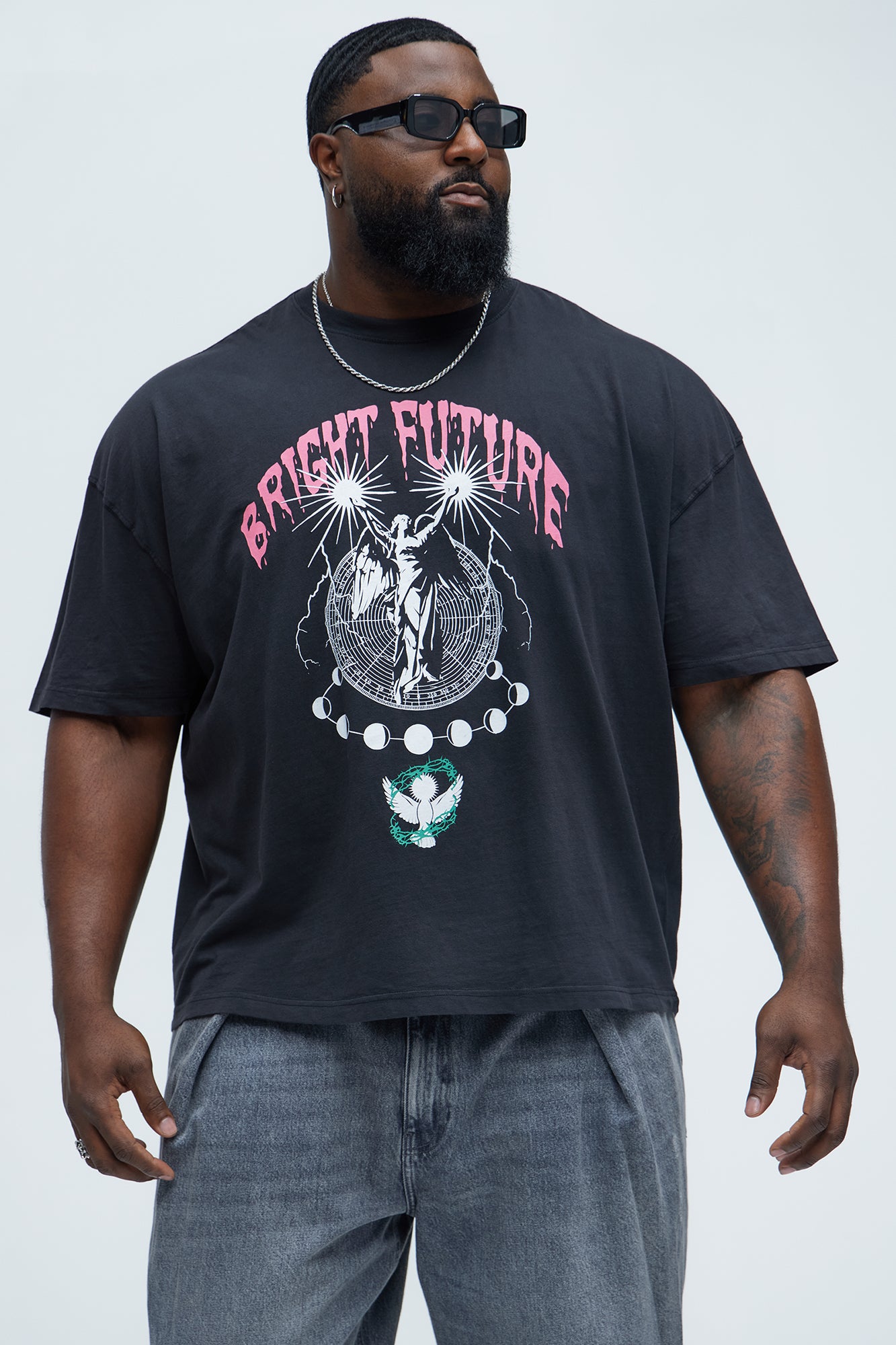 Bright Future Ahead Oversized Short Sleeve Tee - Black - Image 4