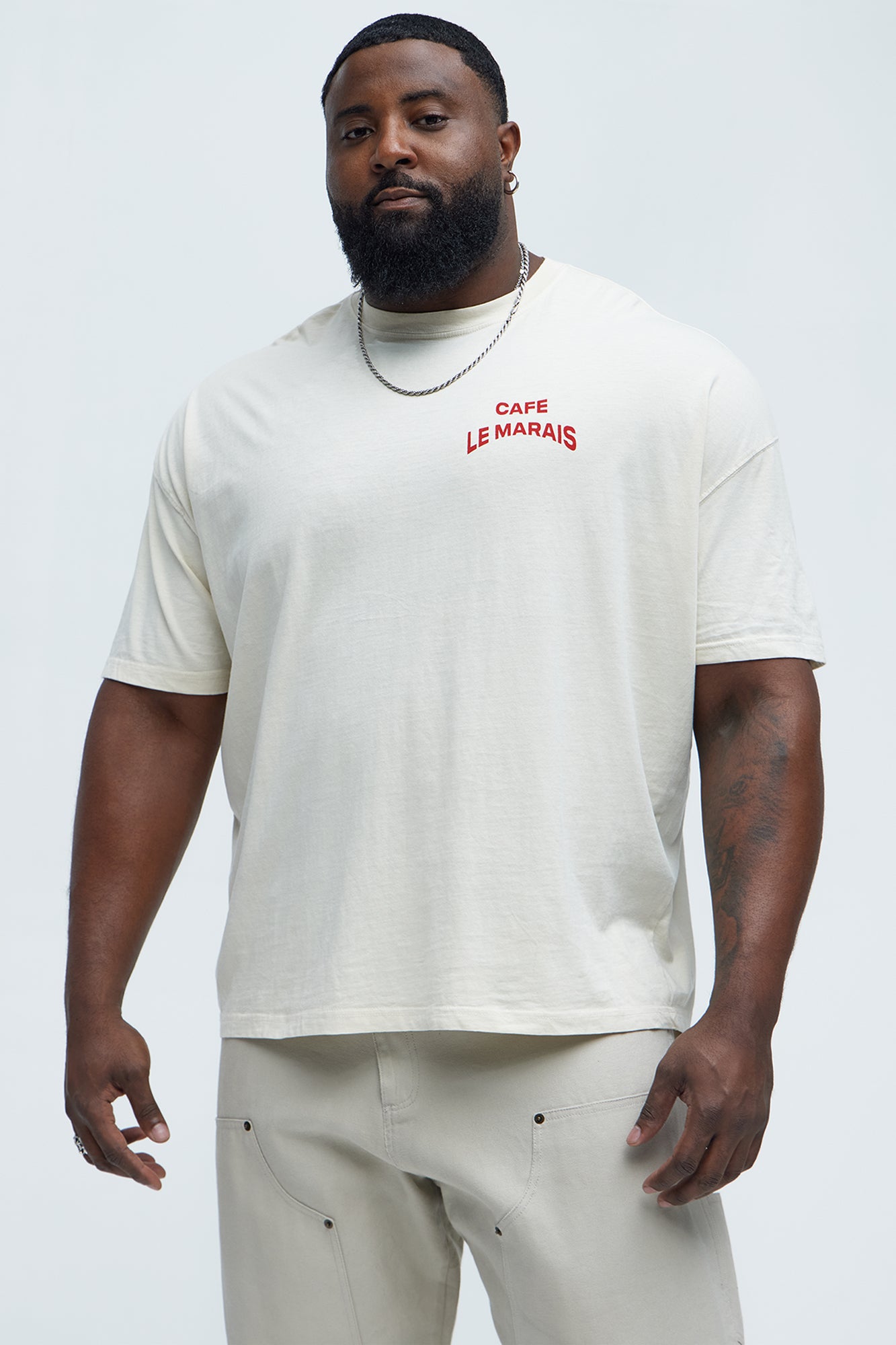 Cafe Le Marais Oversized Short Sleeve Tee - Cream - Image 7