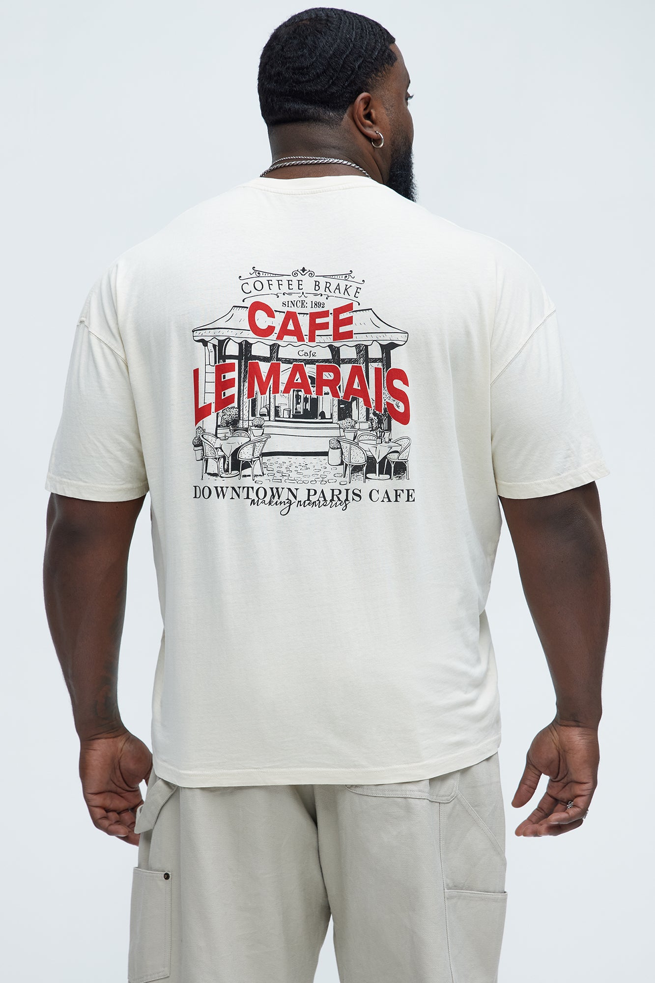 Cafe Le Marais Oversized Short Sleeve Tee - Cream - Image 9