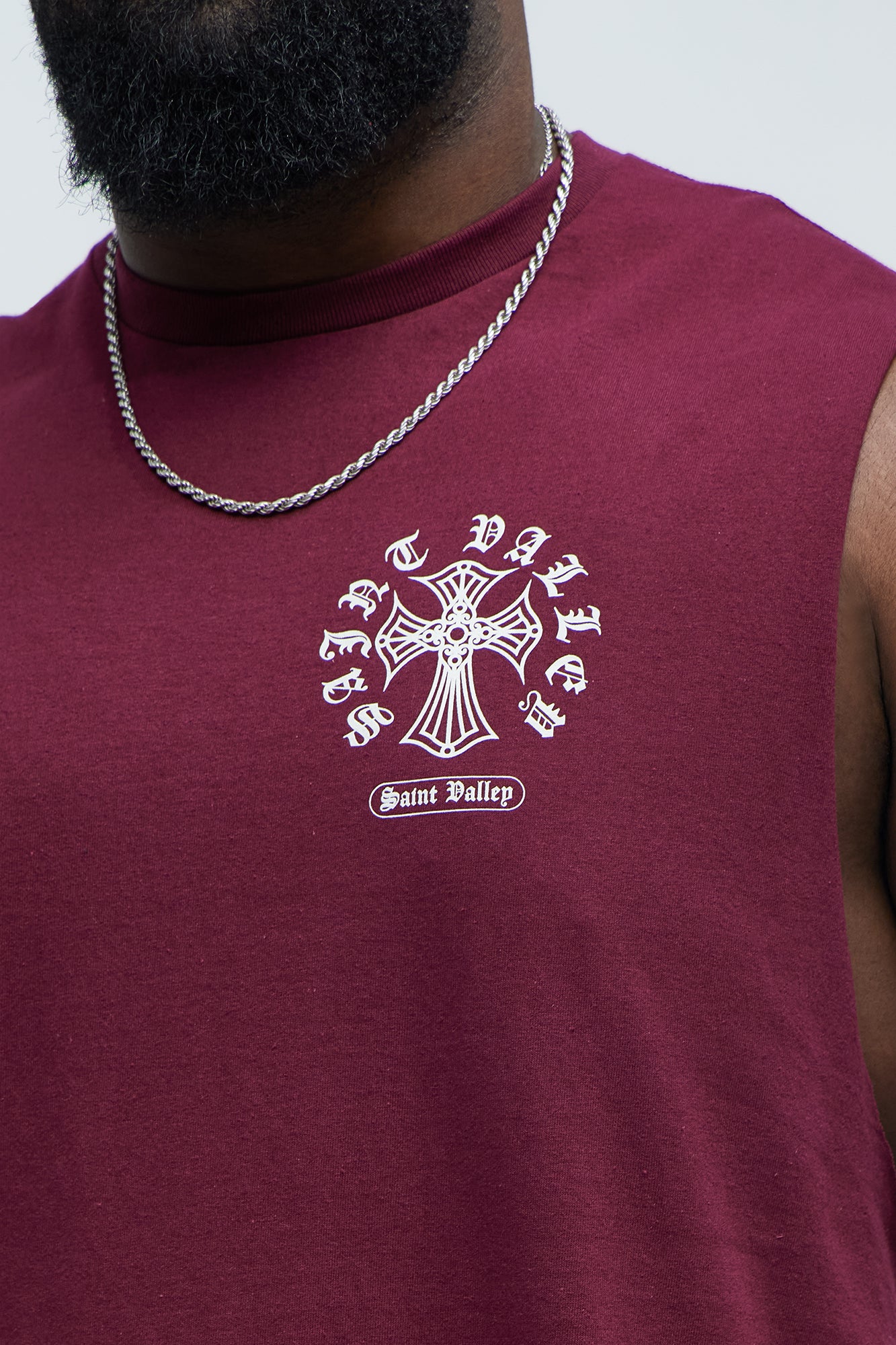 Saint Valley Muscle Tee - Burgundy - Image 7