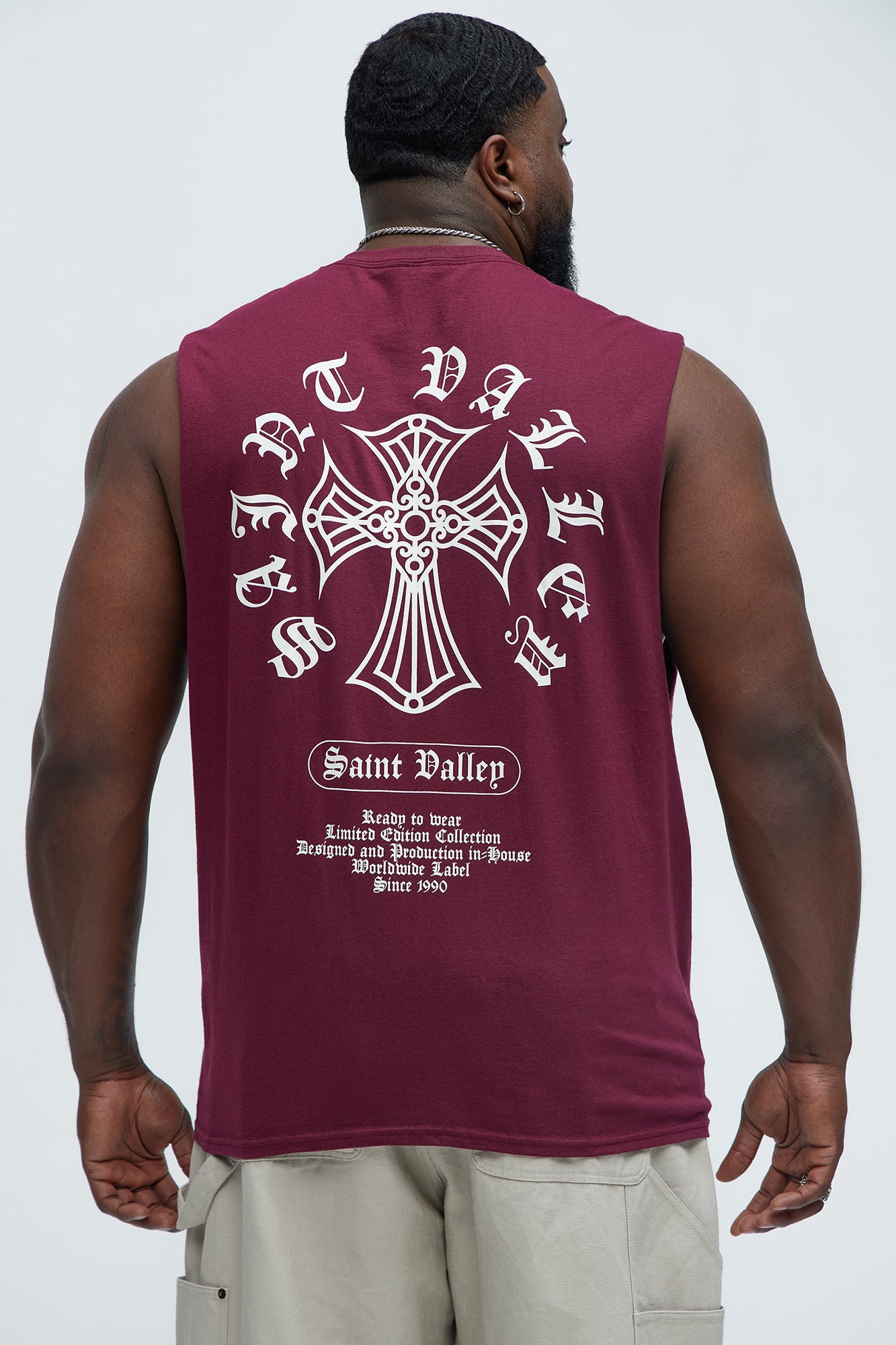 Saint Valley Muscle Tee - Burgundy - Image 5