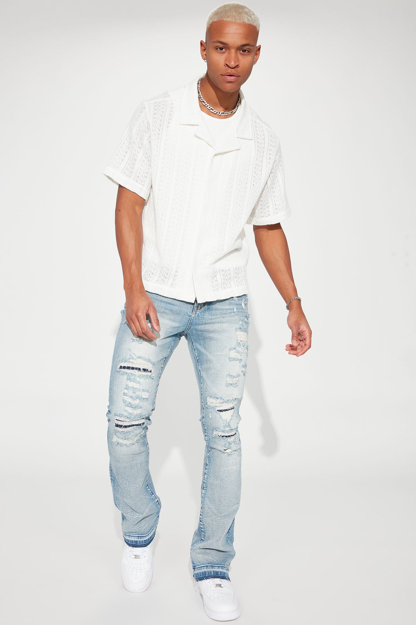 Undercover Slim Stacked Flare Jeans - Medium Blue Wash - Image 3