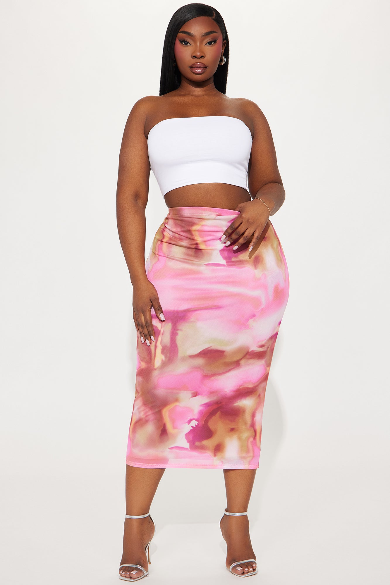 Pretty Energy Mesh Midi Skirt - Pink/combo - Image 4