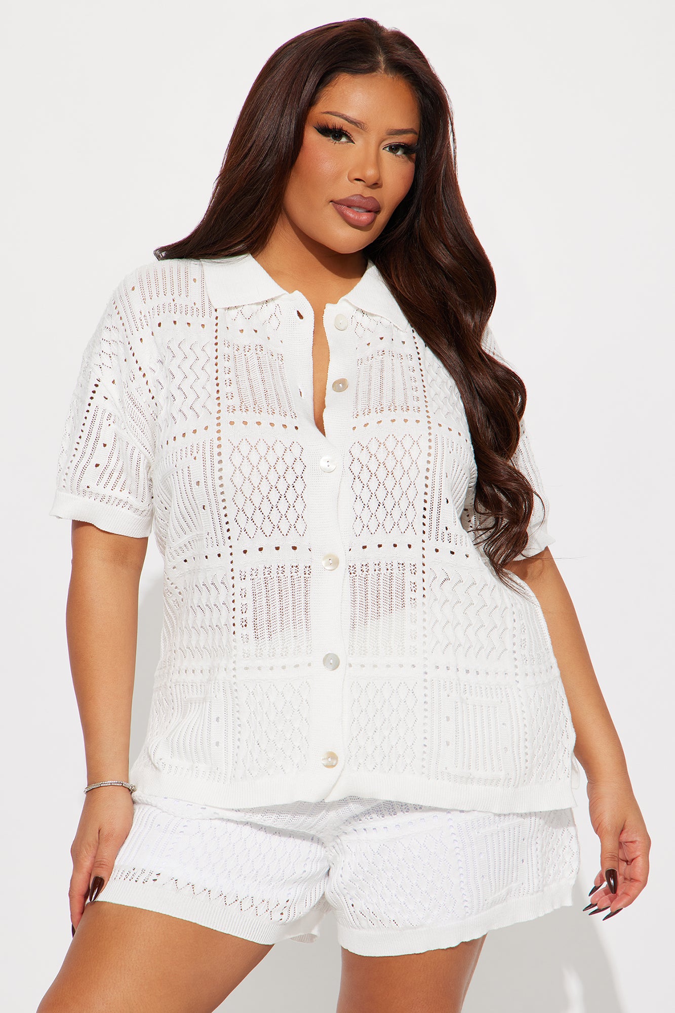 Hazel Crochet Short Set - White - Image 6