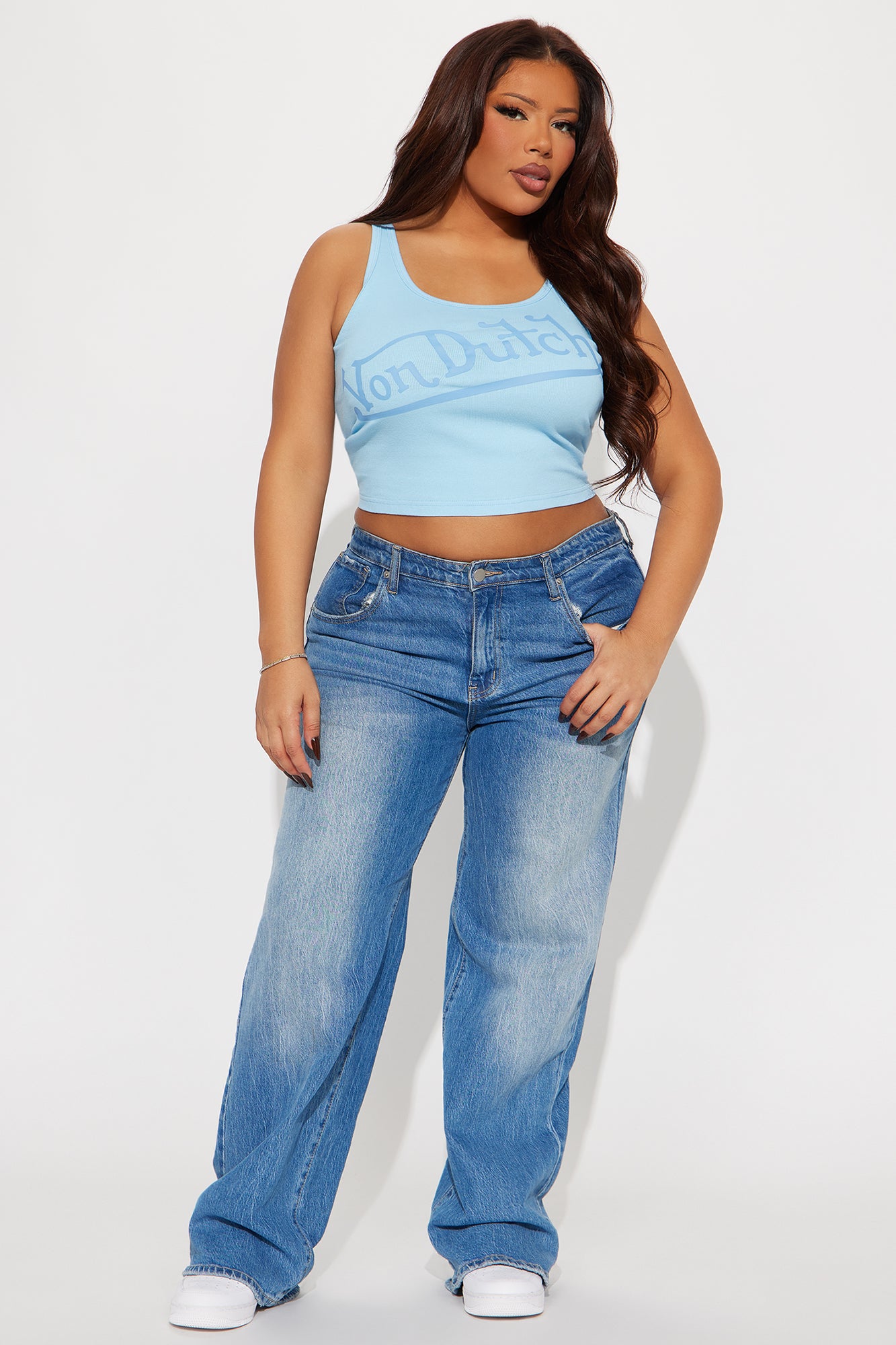 Von Dutch Crossover Tank Top - Light Blue - Image 5