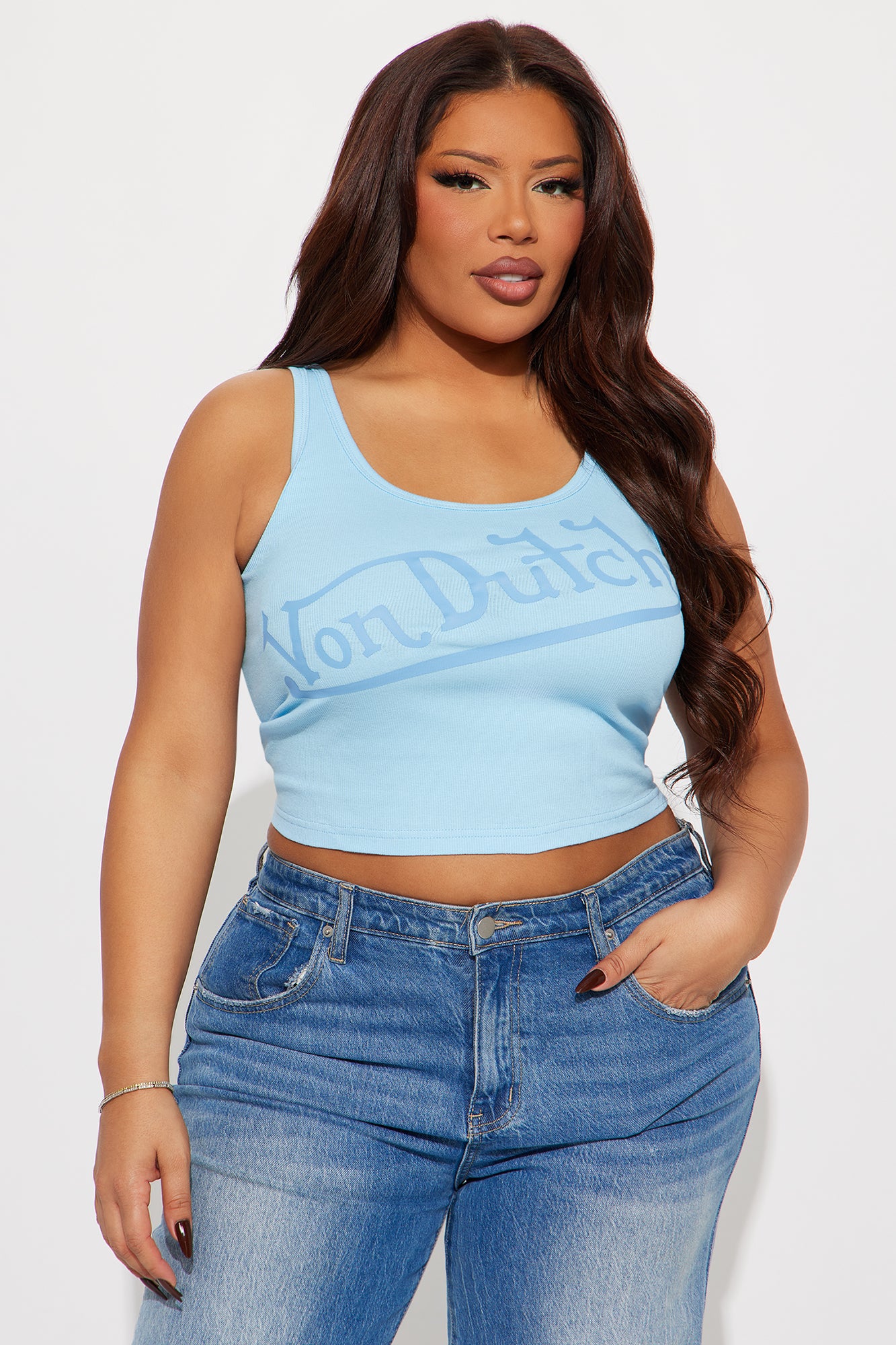 Von Dutch Crossover Tank Top - Light Blue - Image 4
