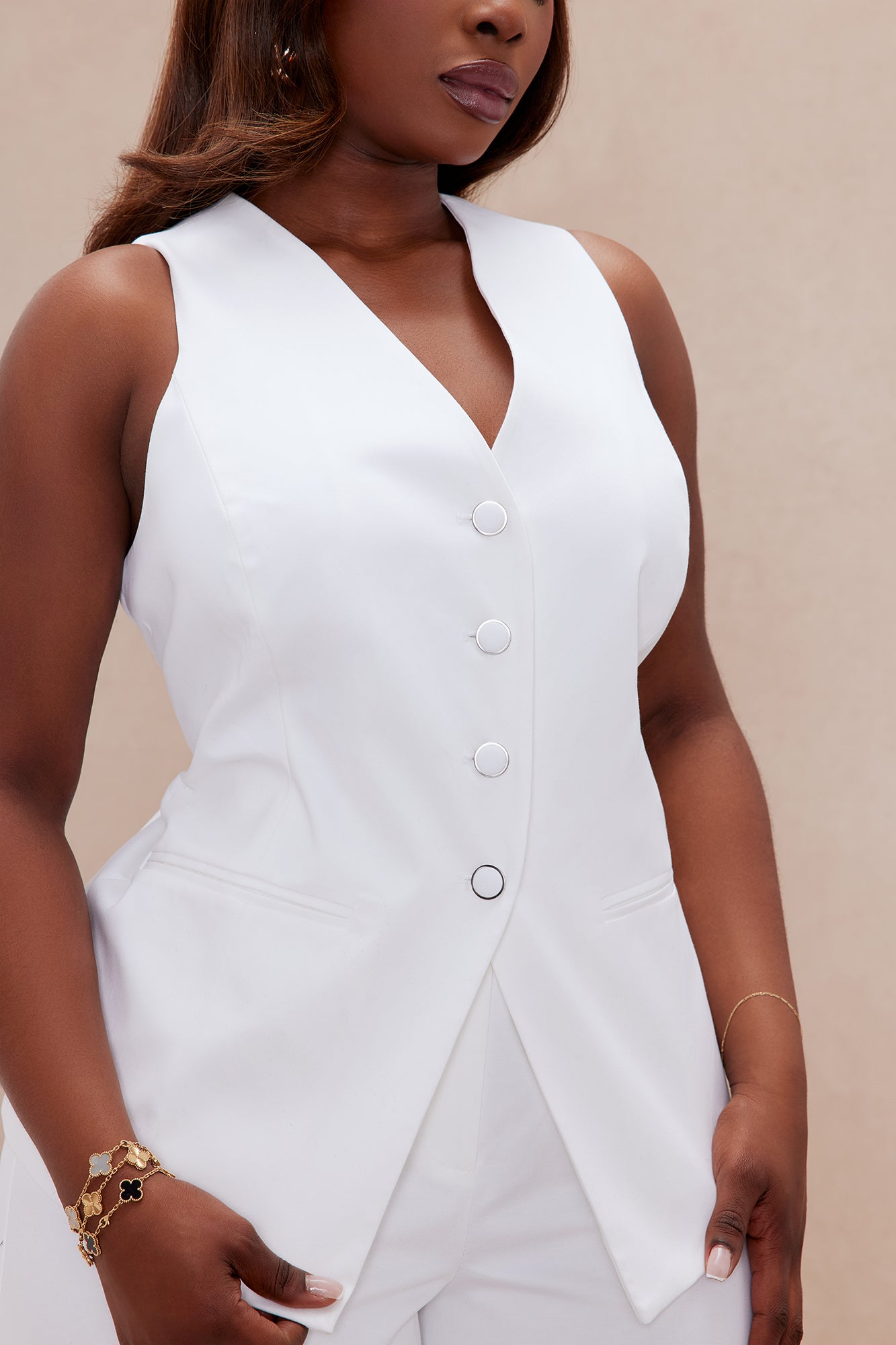 Here For Business Tailored Vest - White - Image 7
