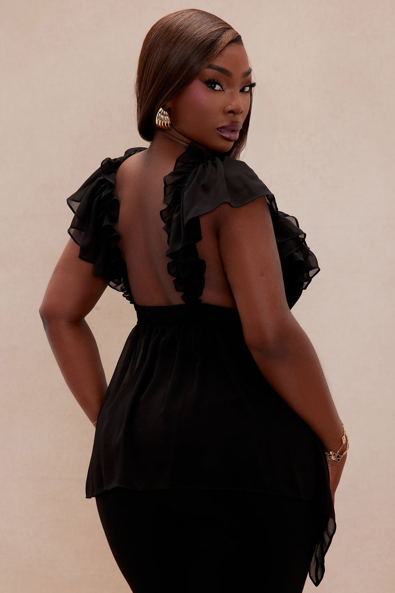 Marisol Ruffle Blouse - Black - Image 8