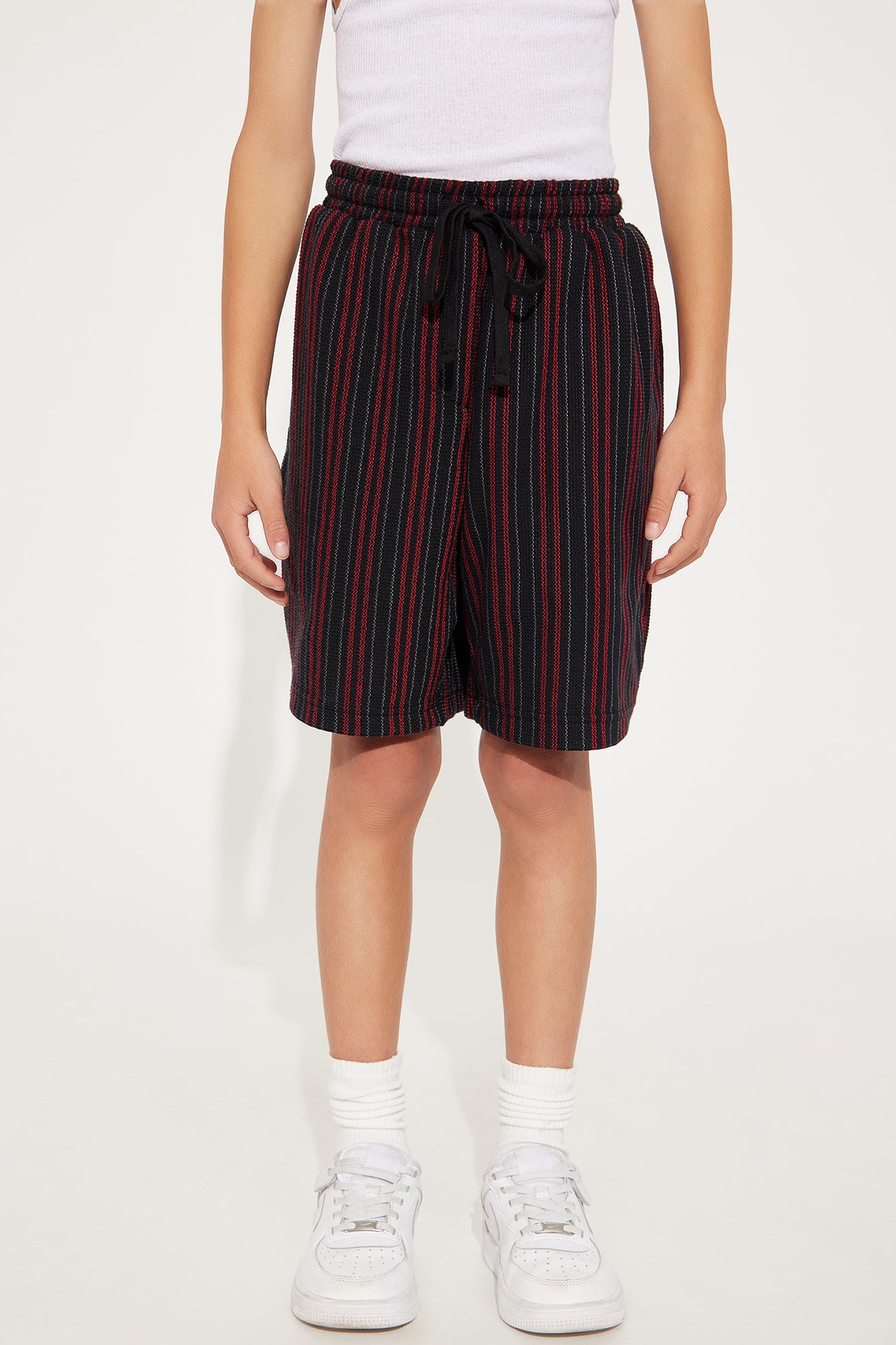 Mini Colt Drawstring Striped Shorts - Burgundy - Image 3