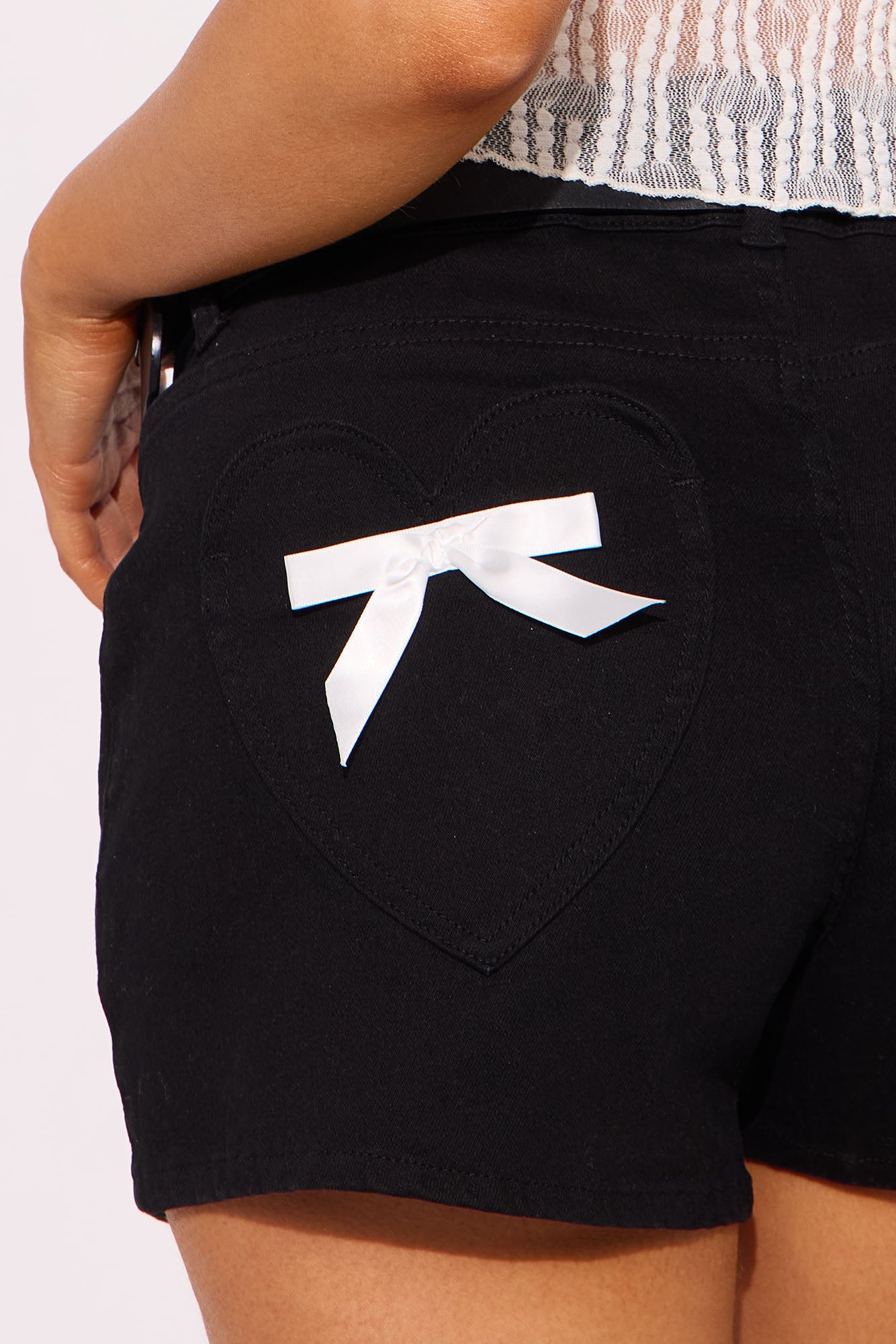 Breaking Hearts Bow Tie Short - Black - Image 4