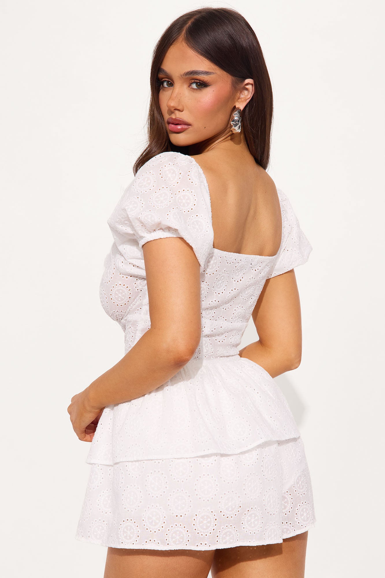 Sipping Tea Eyelet Romper - White - Image 3