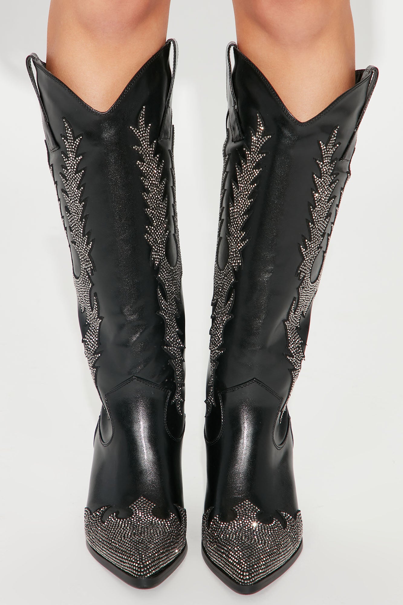 Show Stopper Embellished Cowboy Boots - Black - Image 3