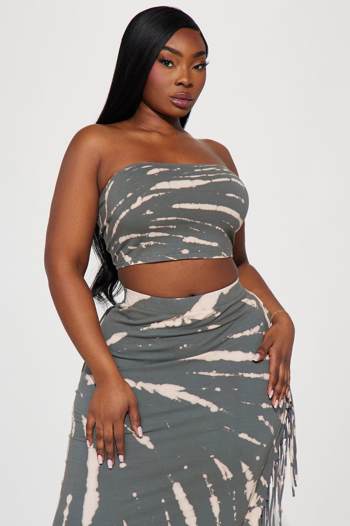 Chaos Within Tie Dye Skirt Set - Olive/combo - Image 5