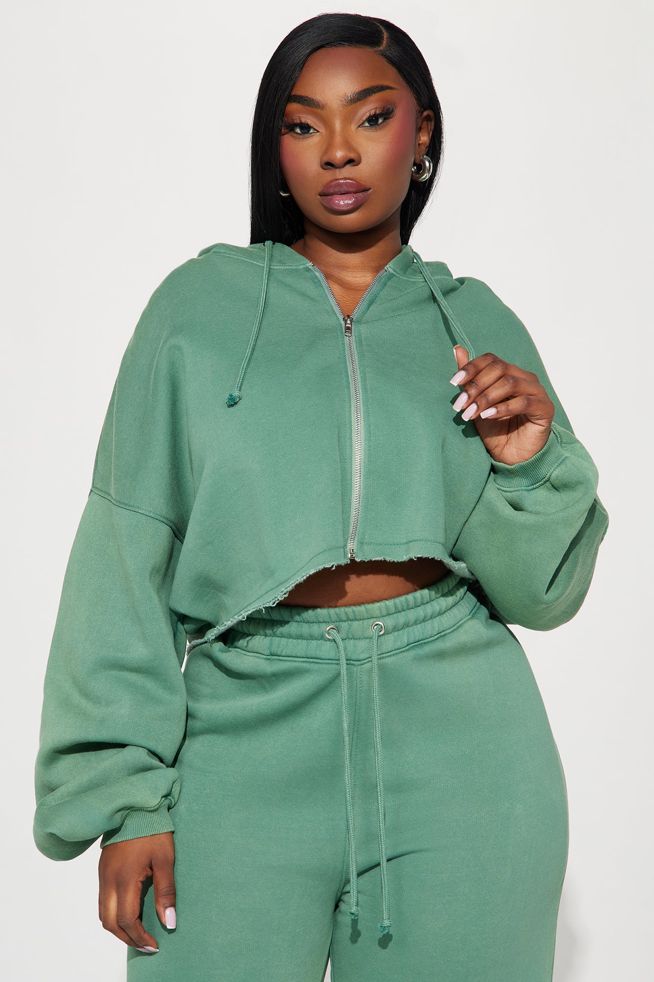 On The Go Fleece Pant Set - Green - Image 6