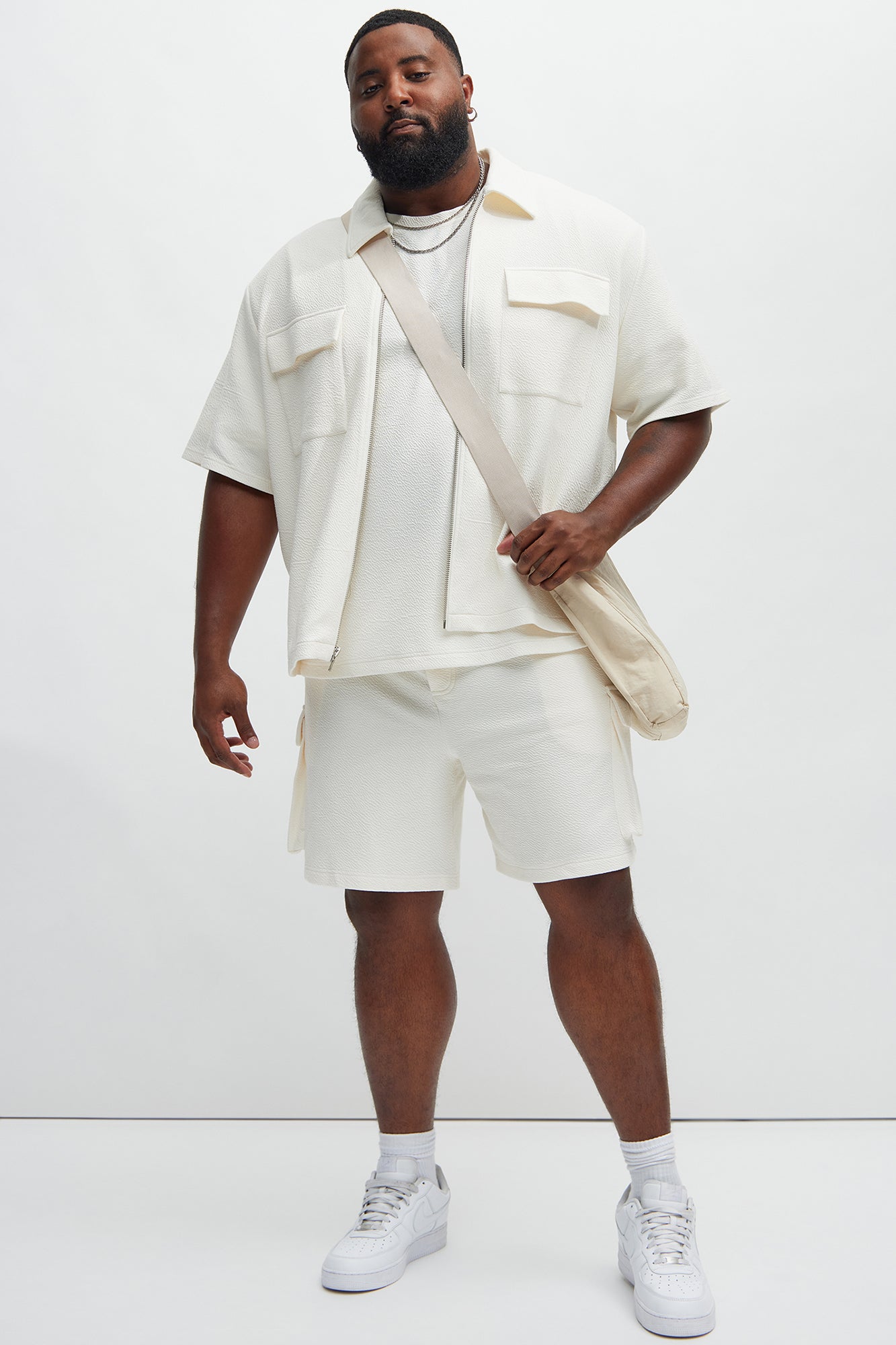 Lewis Zip Up Shirt - Cream - Image 7