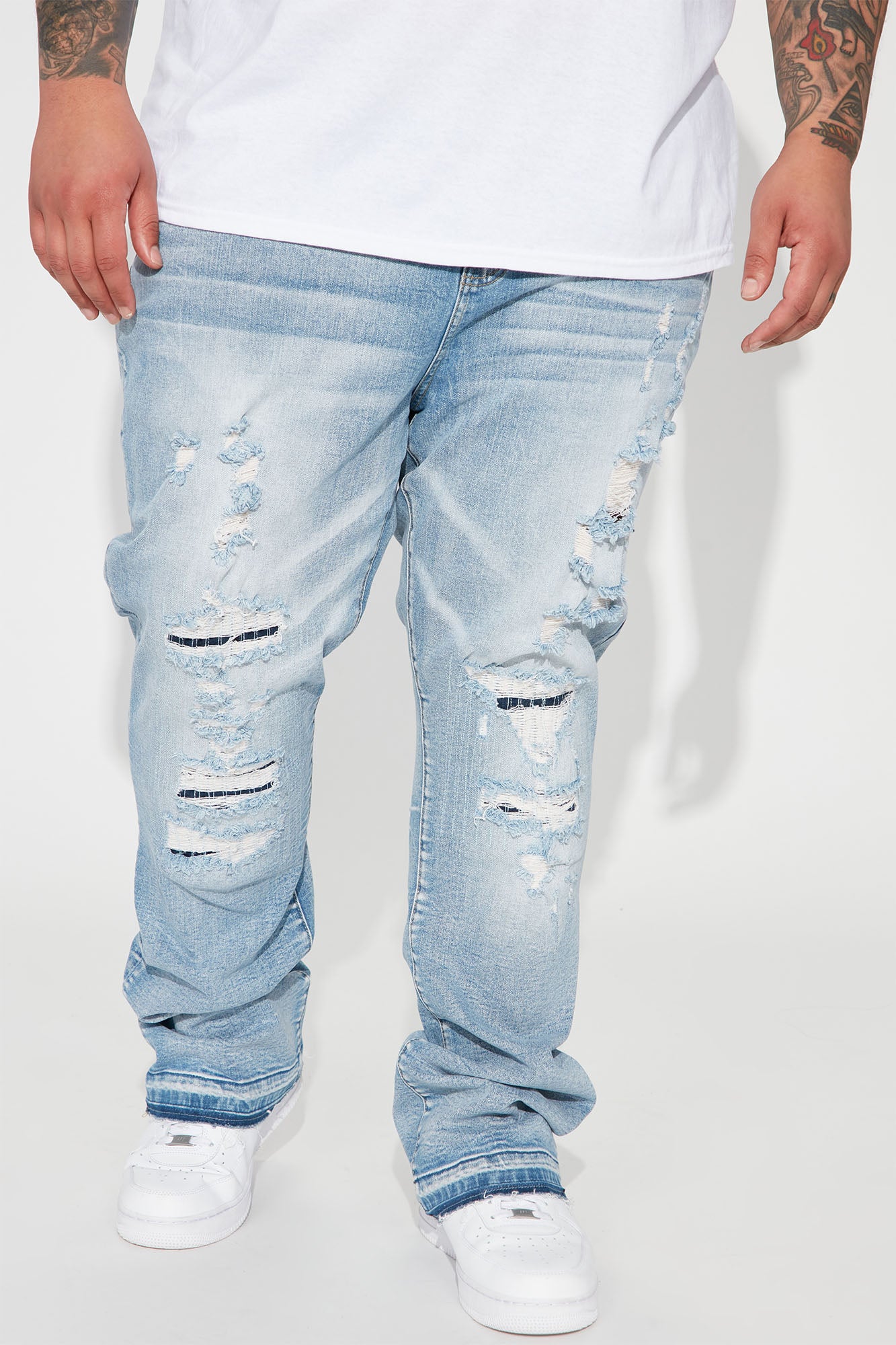 Undercover Slim Stacked Flare Jeans - Medium Blue Wash - Image 6
