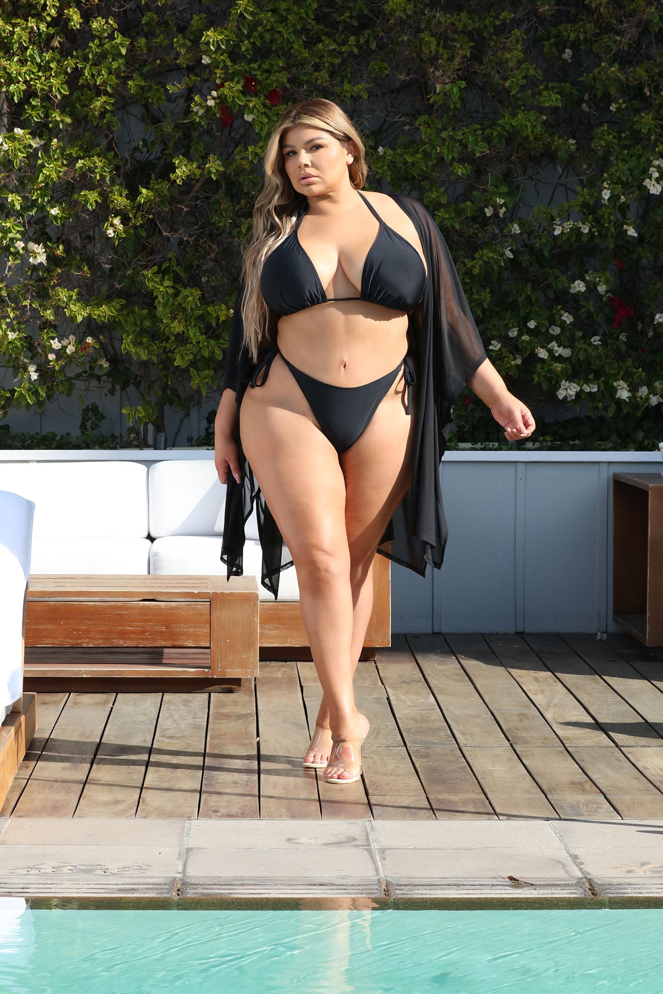 Maui Mix And Match Mesh Cover Up Kimono - Black - Image 5