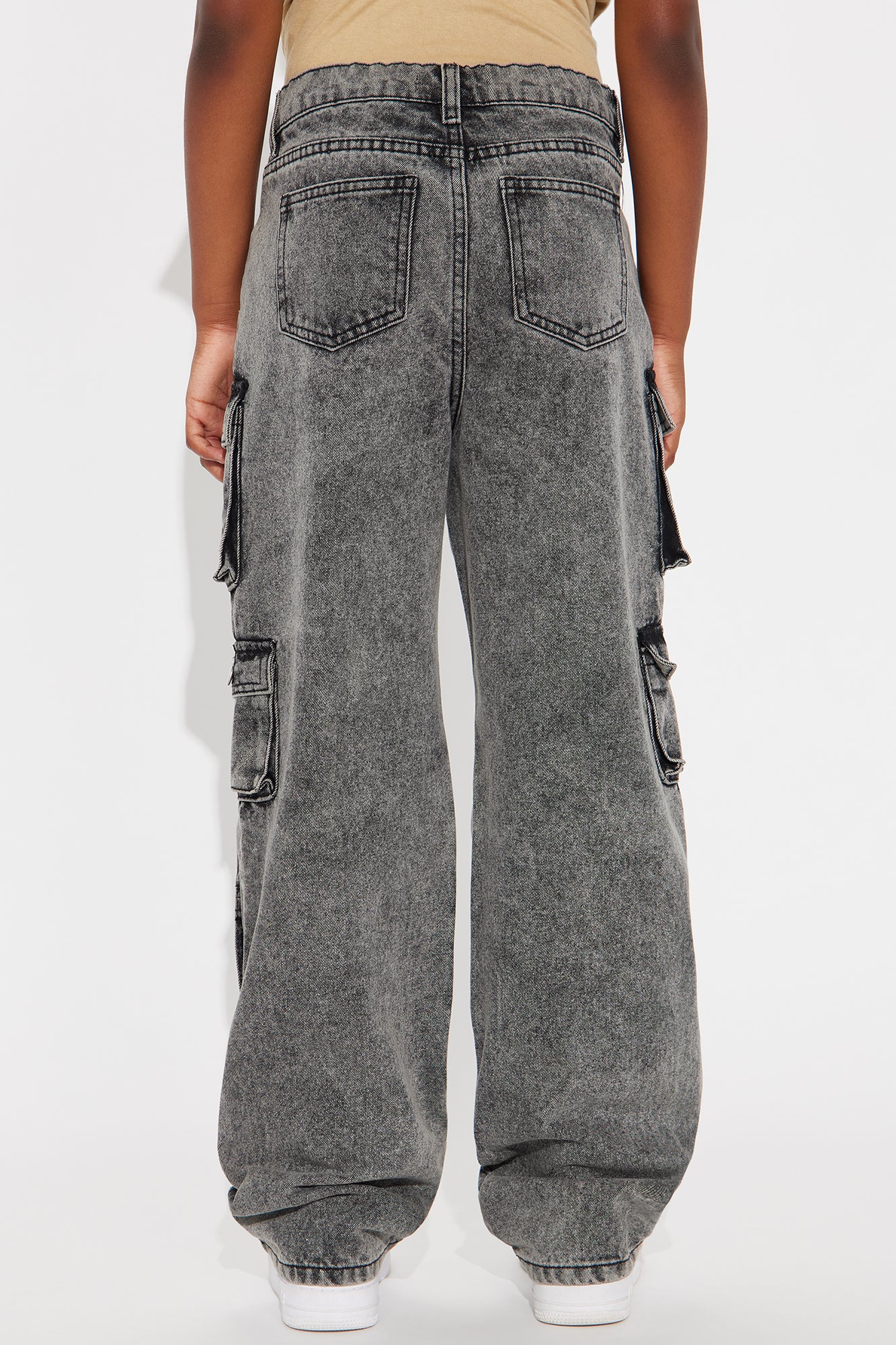 Mini Billie Low Slung Cargo Jeans - Black Wash - Image 3