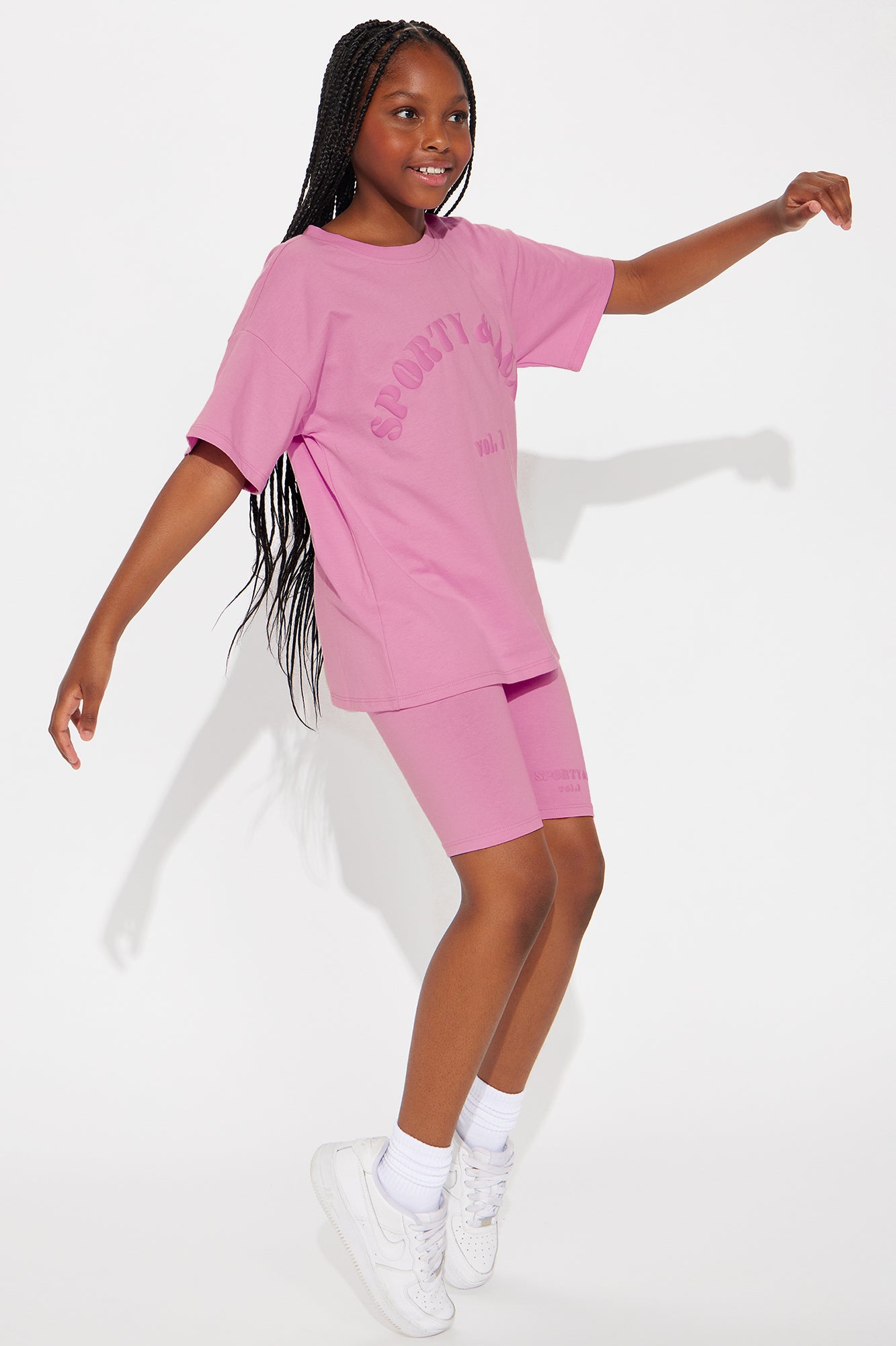 Mini Sporty & Lux Biker Short Set - Pink - Image 3