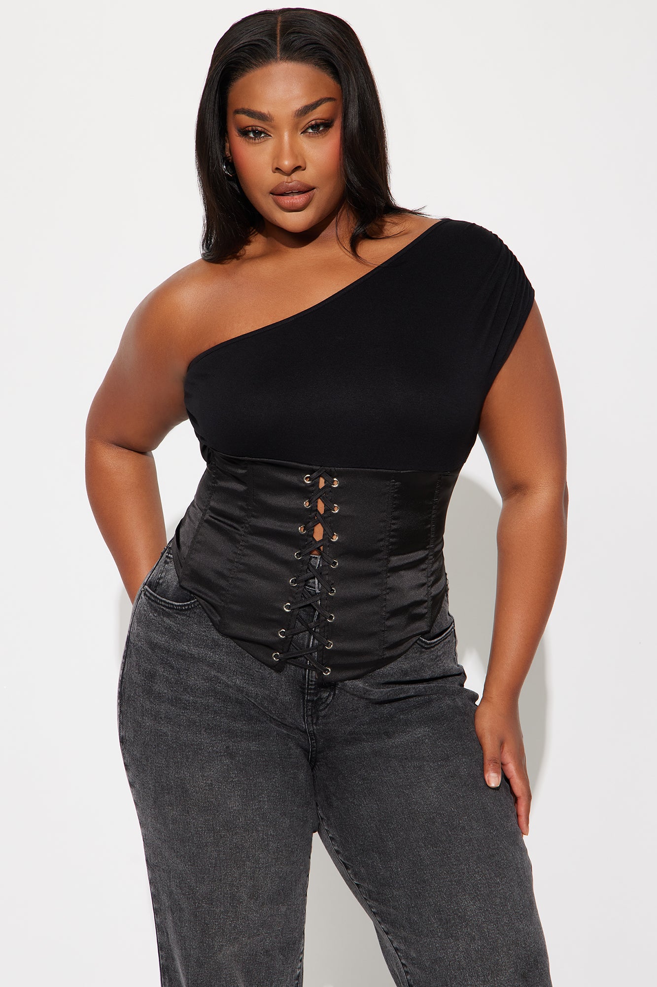 Love On The Line Corset Top - Black - Image 4