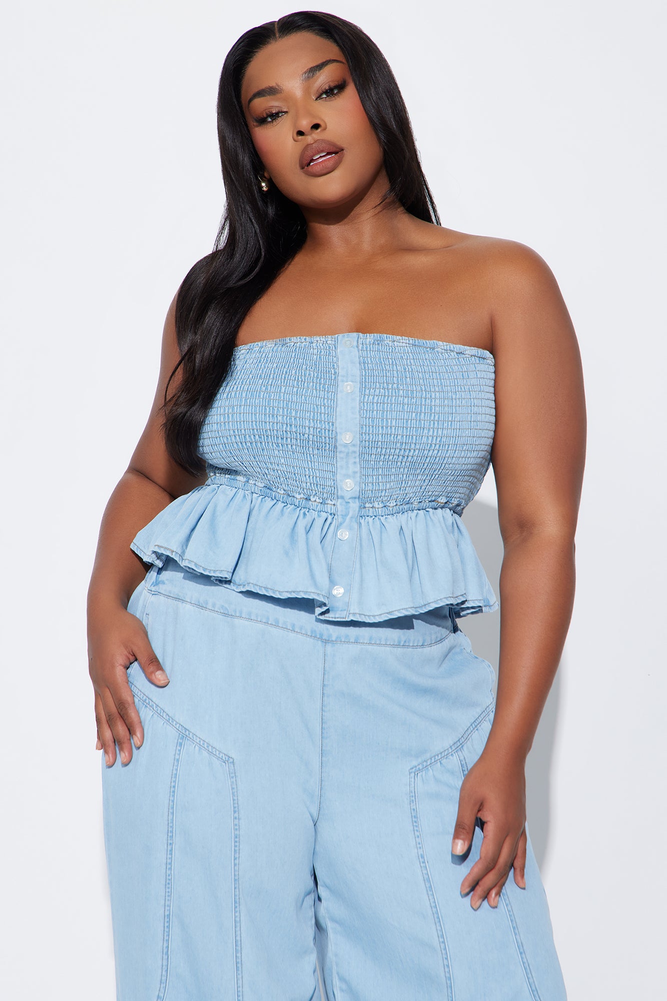 City Brunch Vibes Pant Set - Light Wash - Image 5