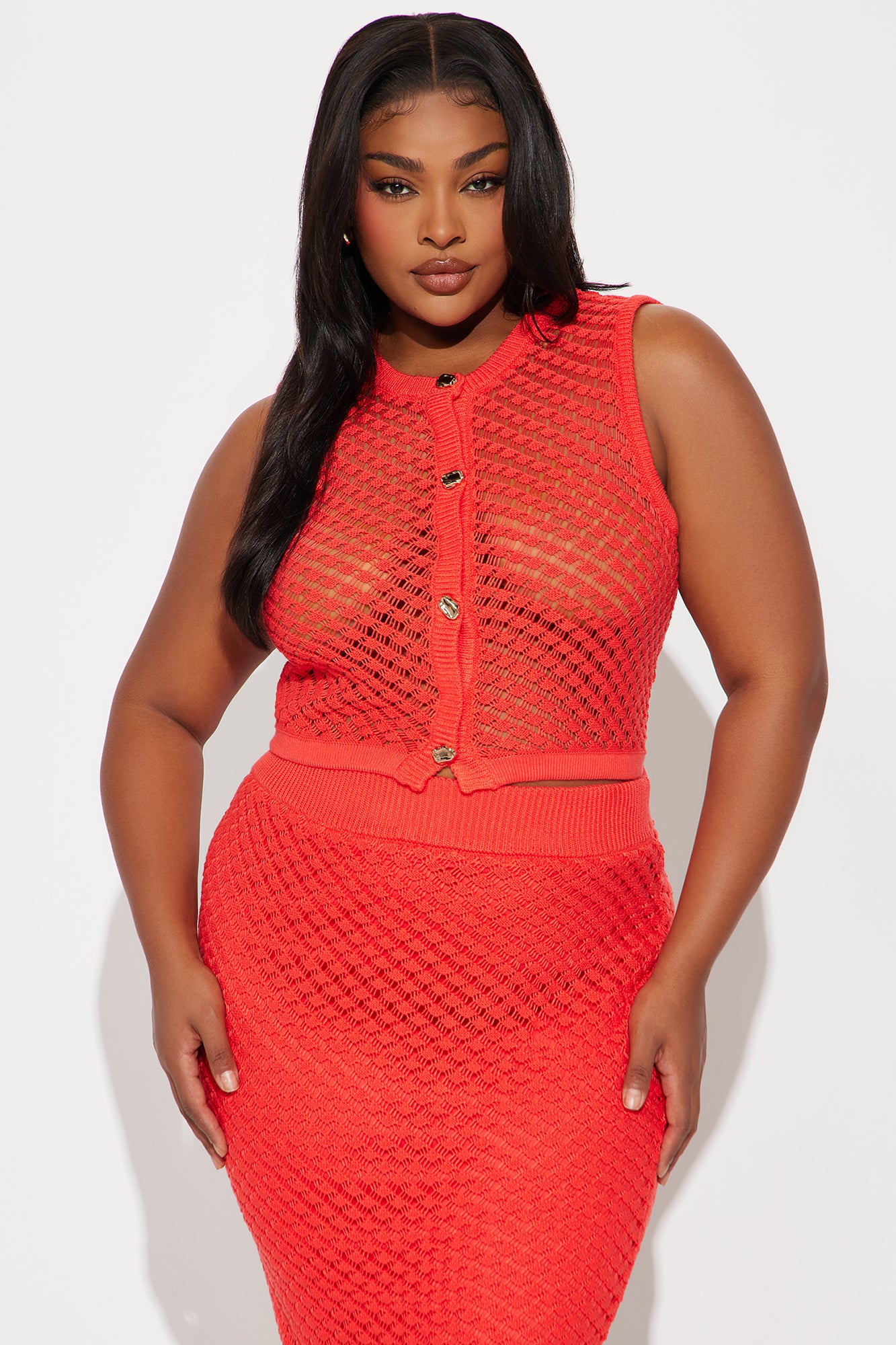 Coastal Vibe Crochet Skirt Set - Coral - Image 5