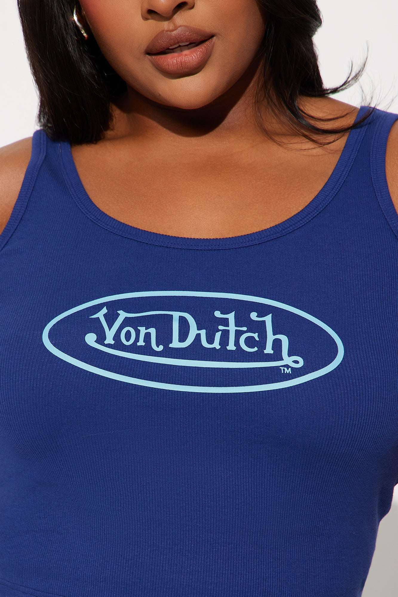 Von Dutch Ribbed Tank Top - Navy - Image 6