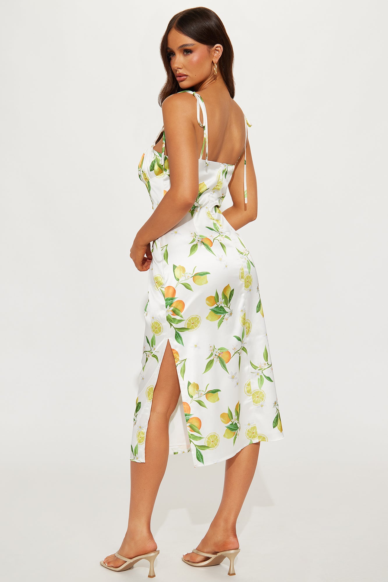 Fruitful Moments Satin Midi Dress - Multi Color - Image 3