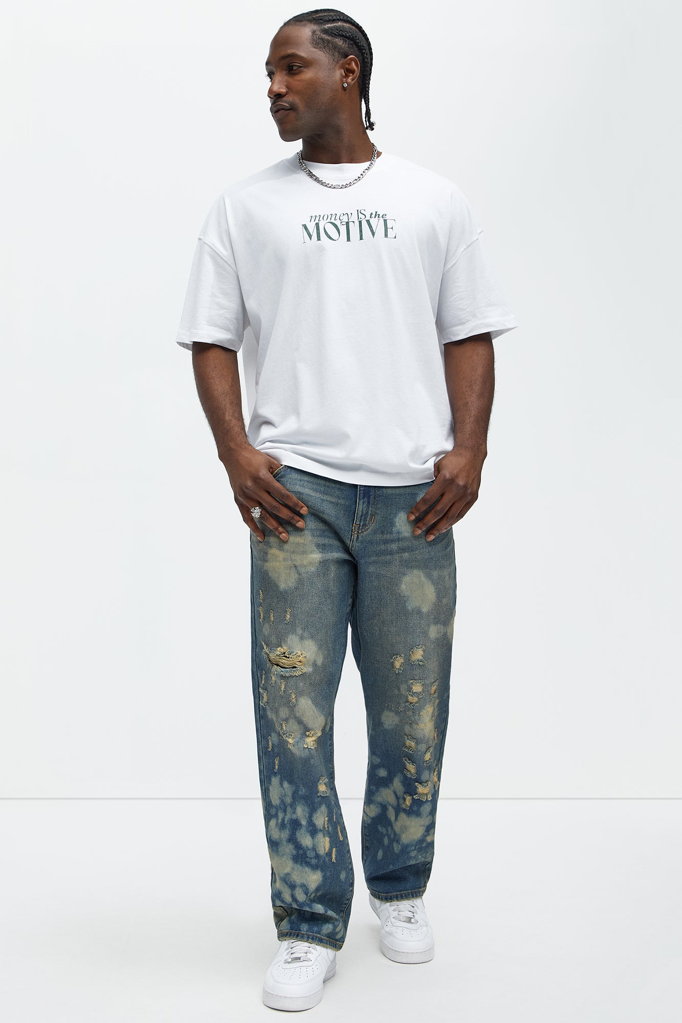 Go At It Straight Stained Jeans - Vintage Blue Wash - Image 3
