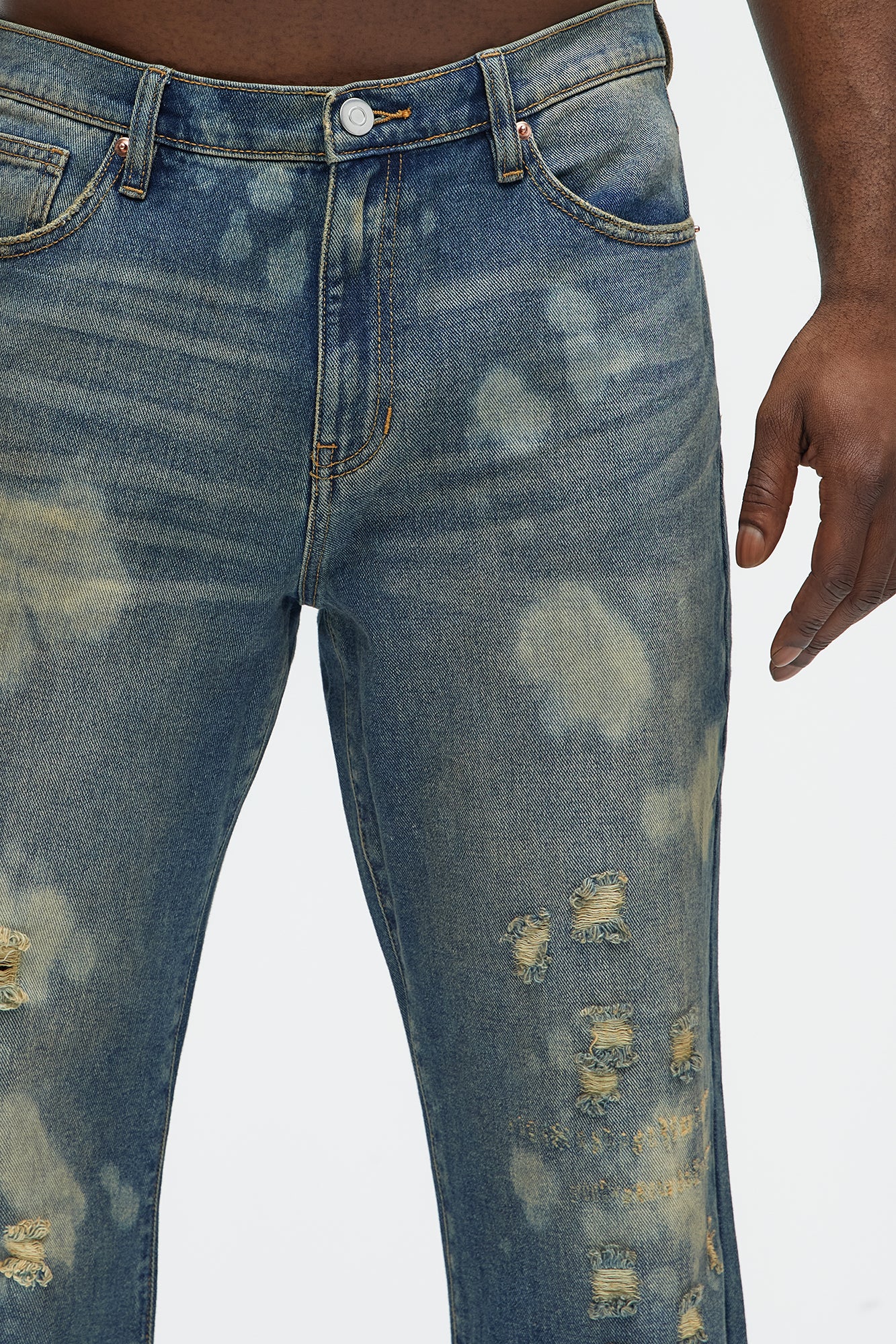 Go At It Straight Stained Jeans - Vintage Blue Wash - Image 4