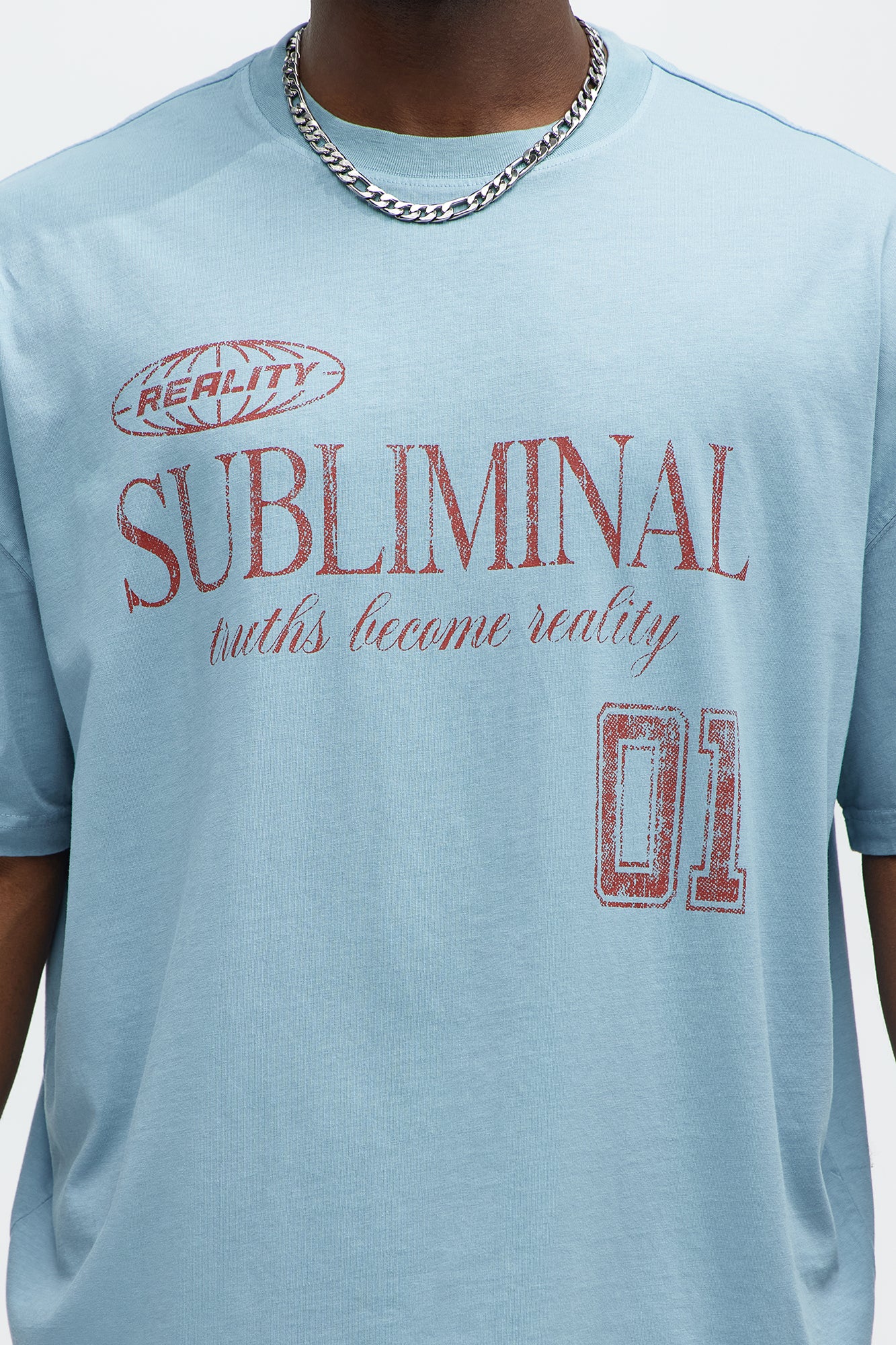 Reality Subliminal Oversized Short Sleeve Tee - Light Blue - Image 3