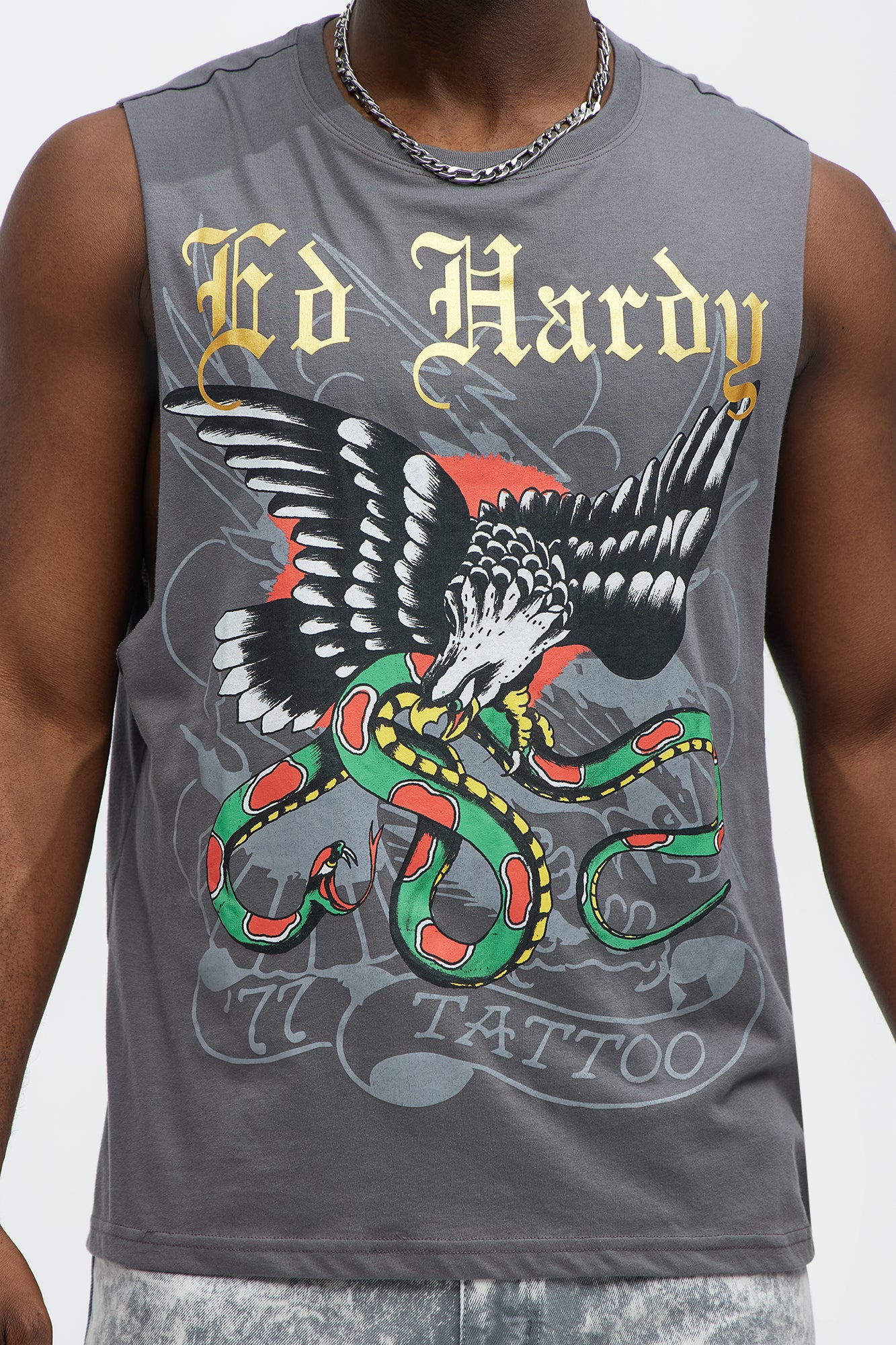 Ed Hardy Eagle Snake Muscle Tee - Charcoal - Image 3