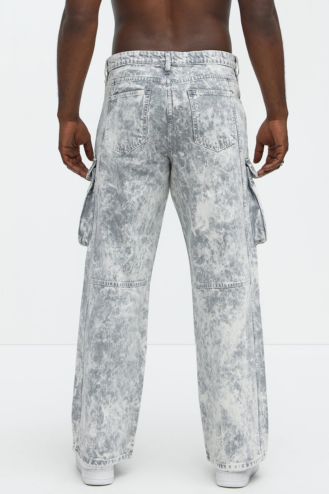 Baggy Clover Cargo Jeans - Grey - Image 5