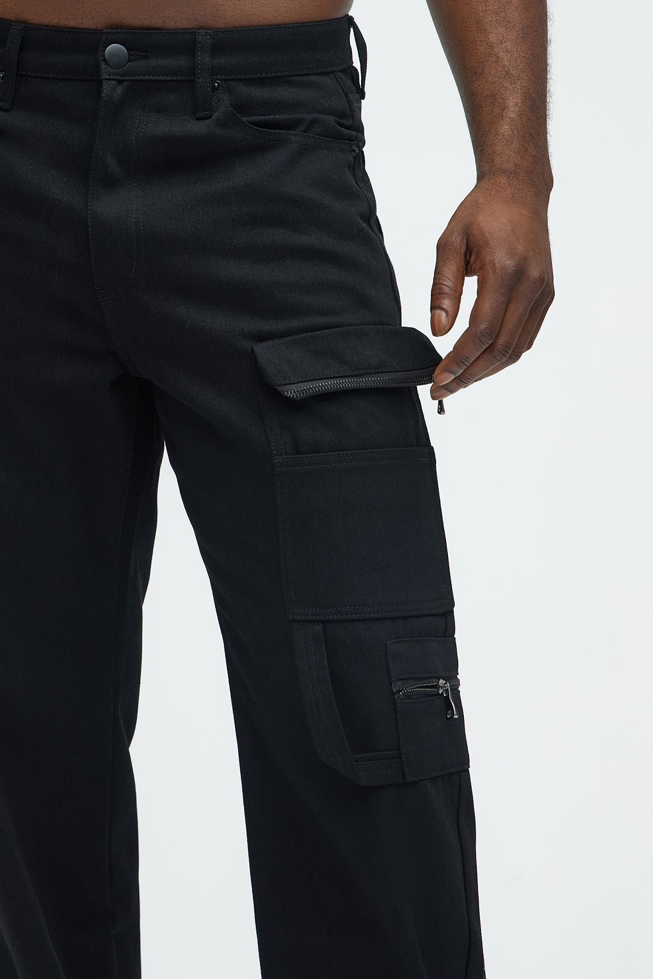 Go With It Cargo Baggy Pants - Black - Image 3