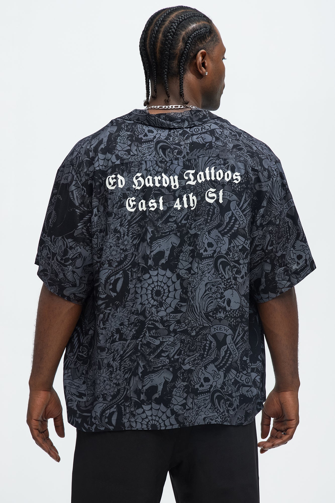 Ed Hardy Regular Fit Cobra Flame Button Up Shirt - Black - Image 4