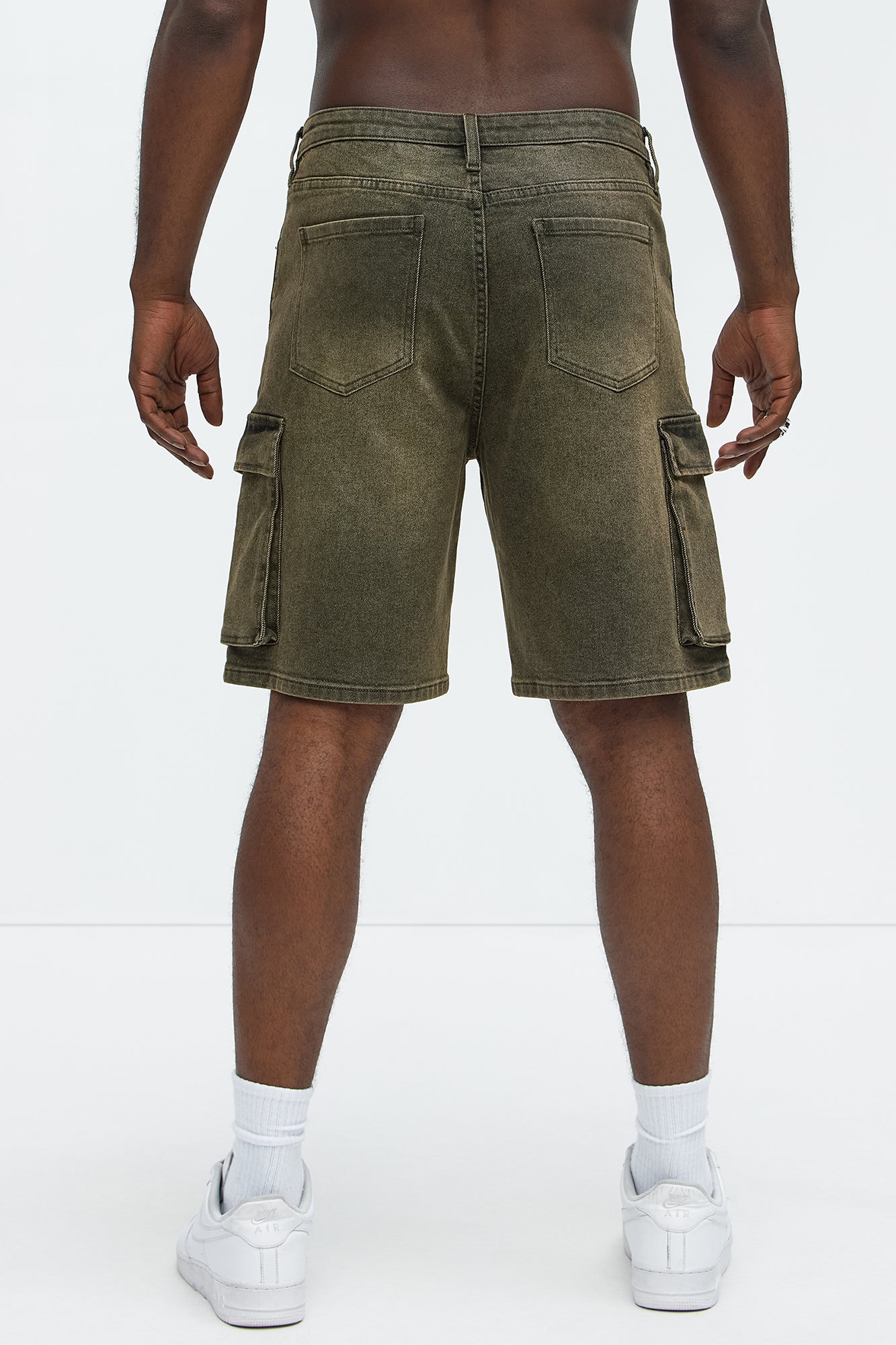 Relaxed Cornell Cargo Denim Shorts - Green - Image 5