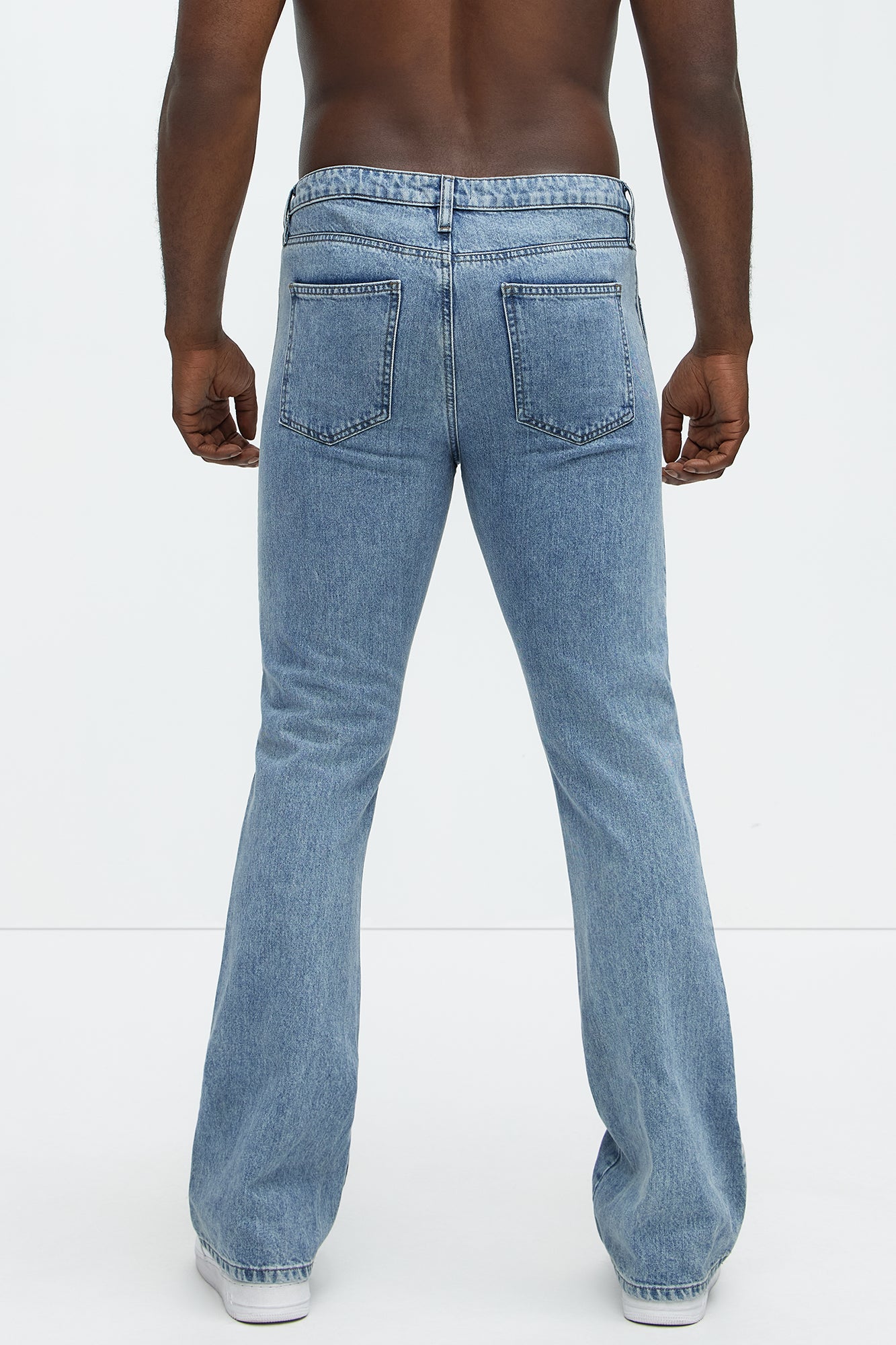 Side Stripe Stacked Slim Flare Jeans - Light Wash - Image 5