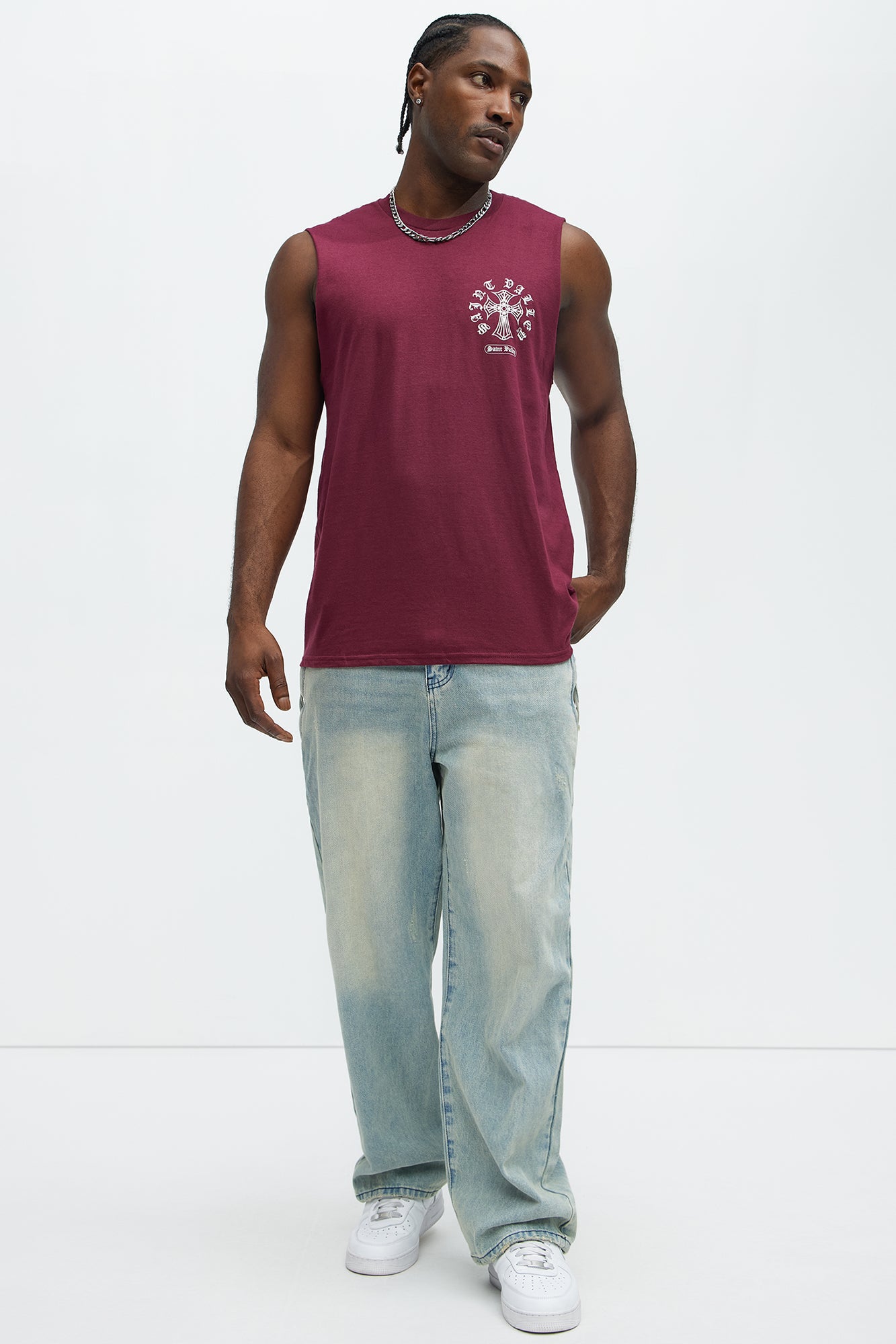 Saint Valley Muscle Tee - Burgundy - Image 4