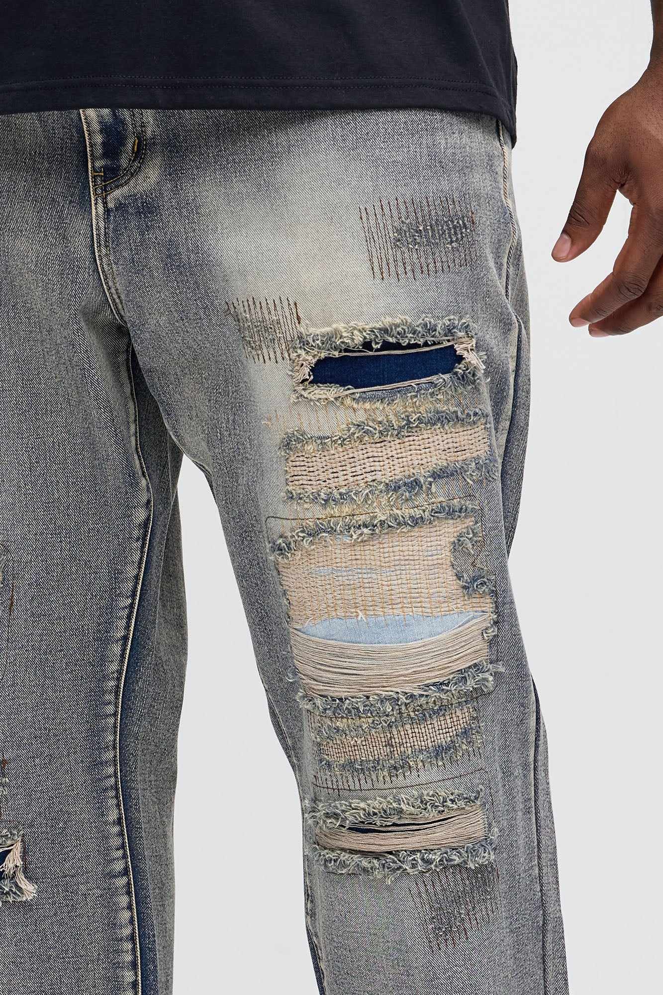 Come Adjust Stitched Straight Jeans - Vintage Blue Wash - Image 9