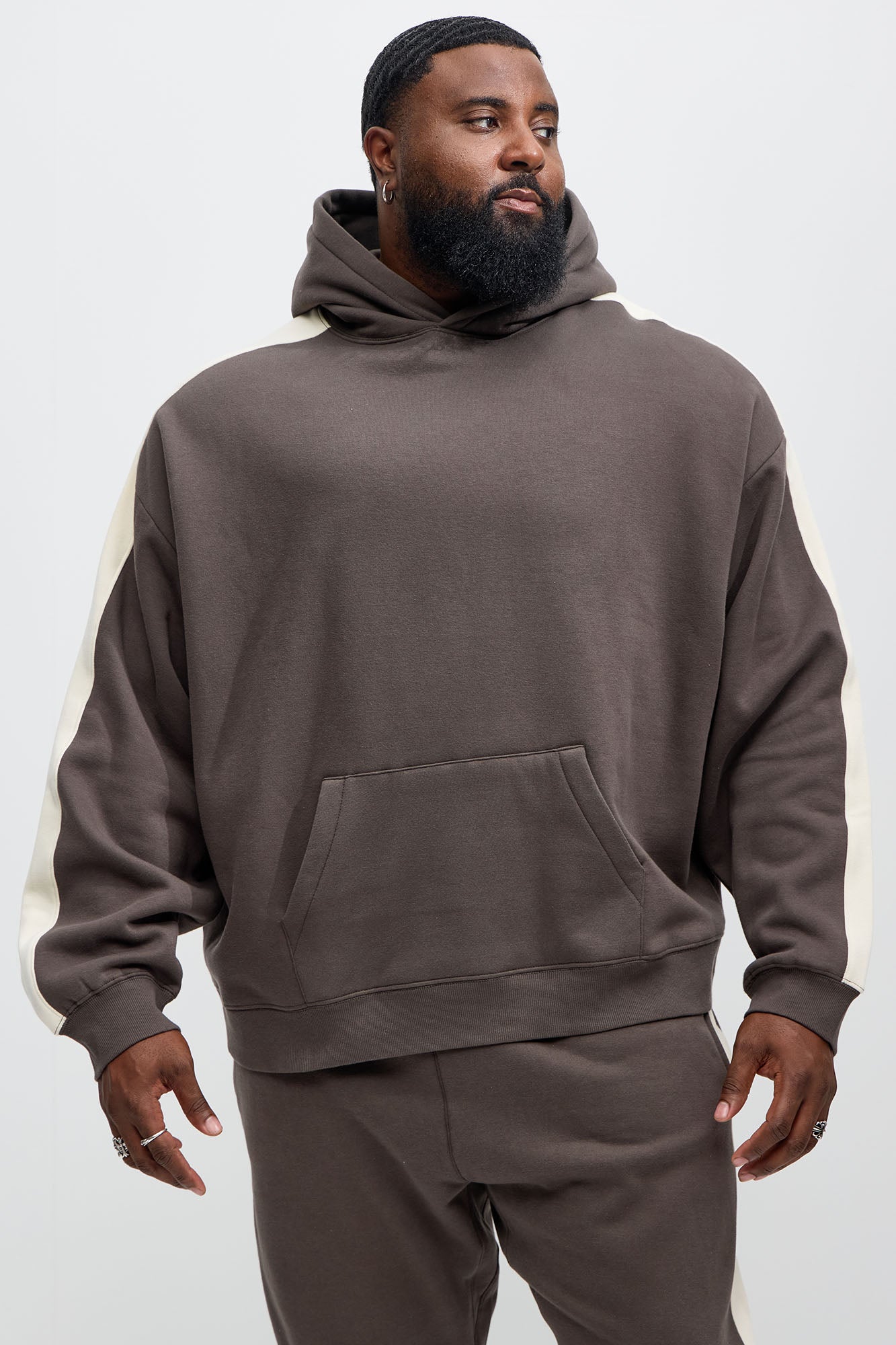 Tyson Heavyweight Oversized Striped Hoodie - Olive - Image 5